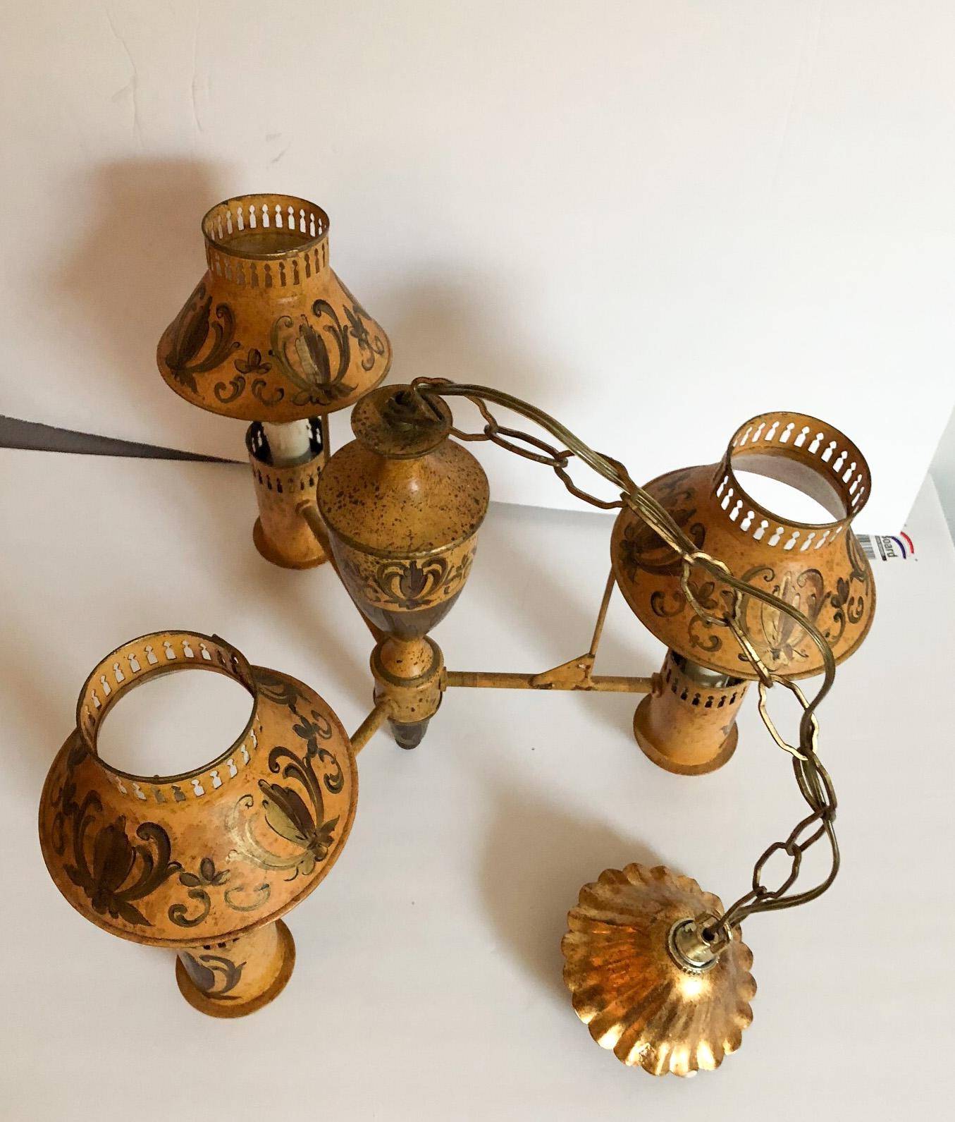 French Tole Chandelier For Sale 1