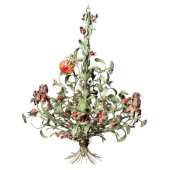 French tole chandelier, original paint