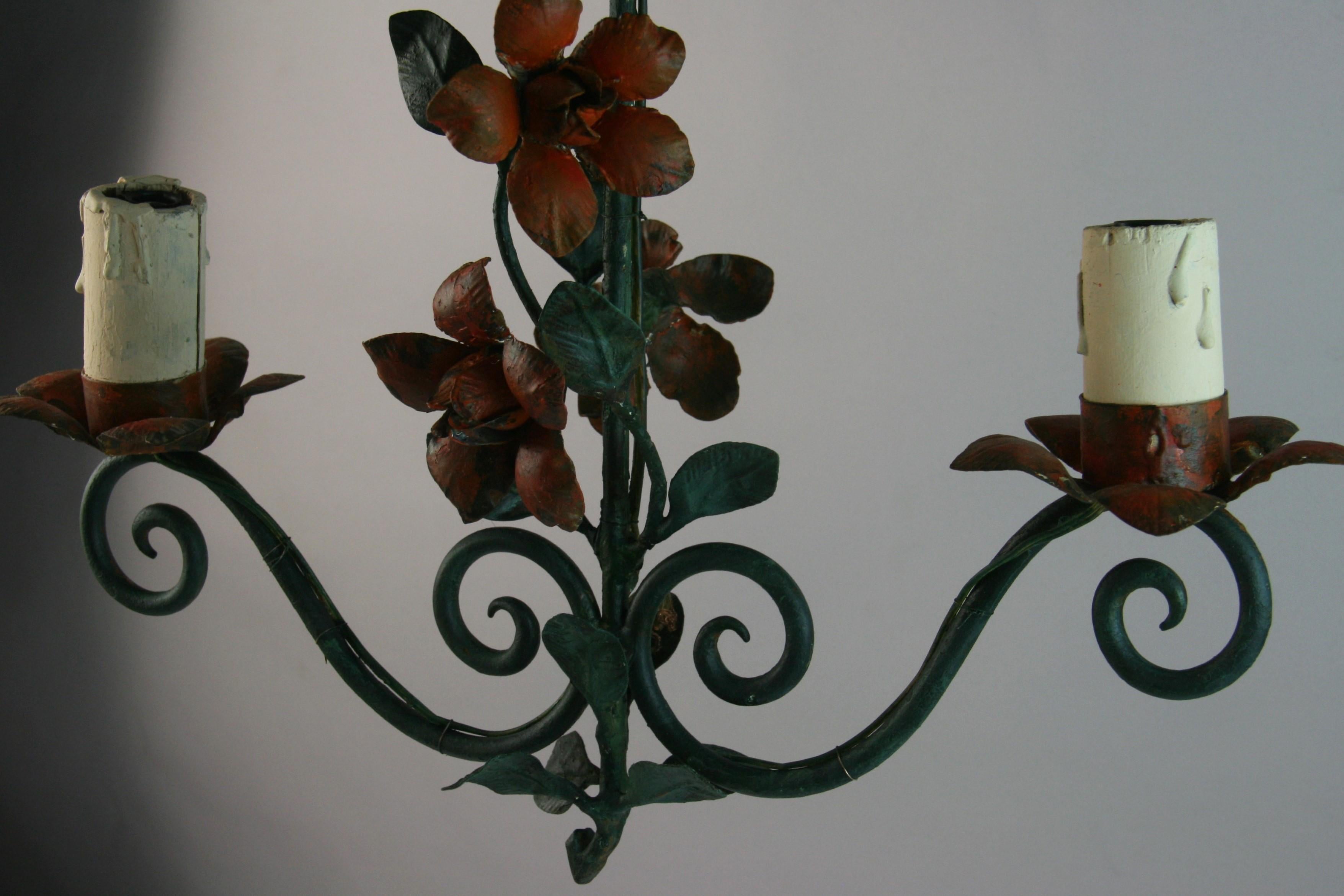 Fiori e Greene & Greene  Lampadario a due luci Leaves in vendita 2