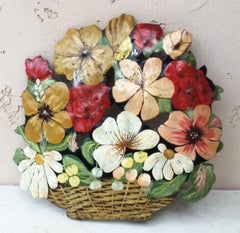 French Tole Flowers Bunch Decoration, circa 1940
