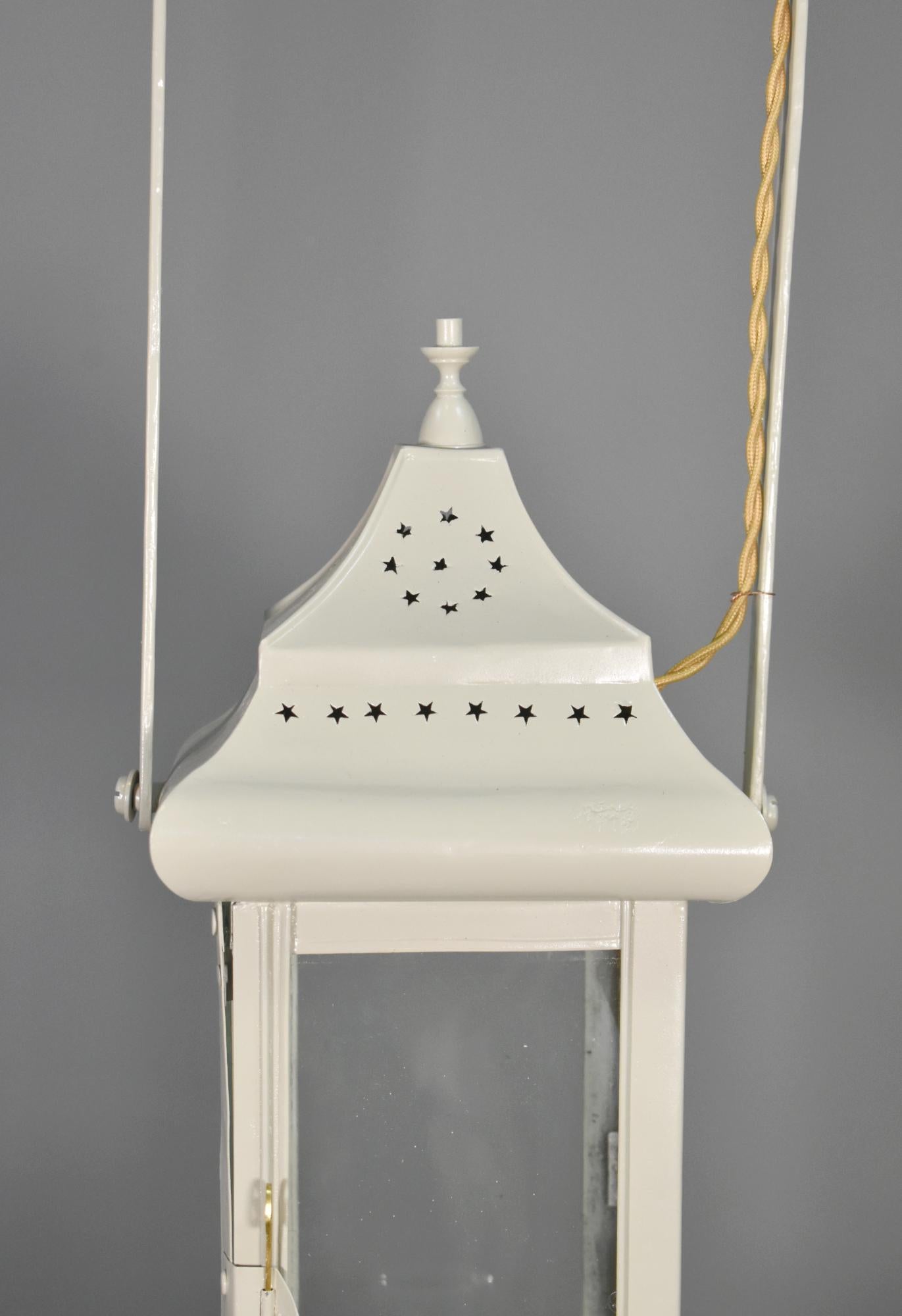 Brass French Tole Hall Lantern For Sale