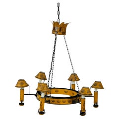 French Tole Hanging Lamp, Empire Style