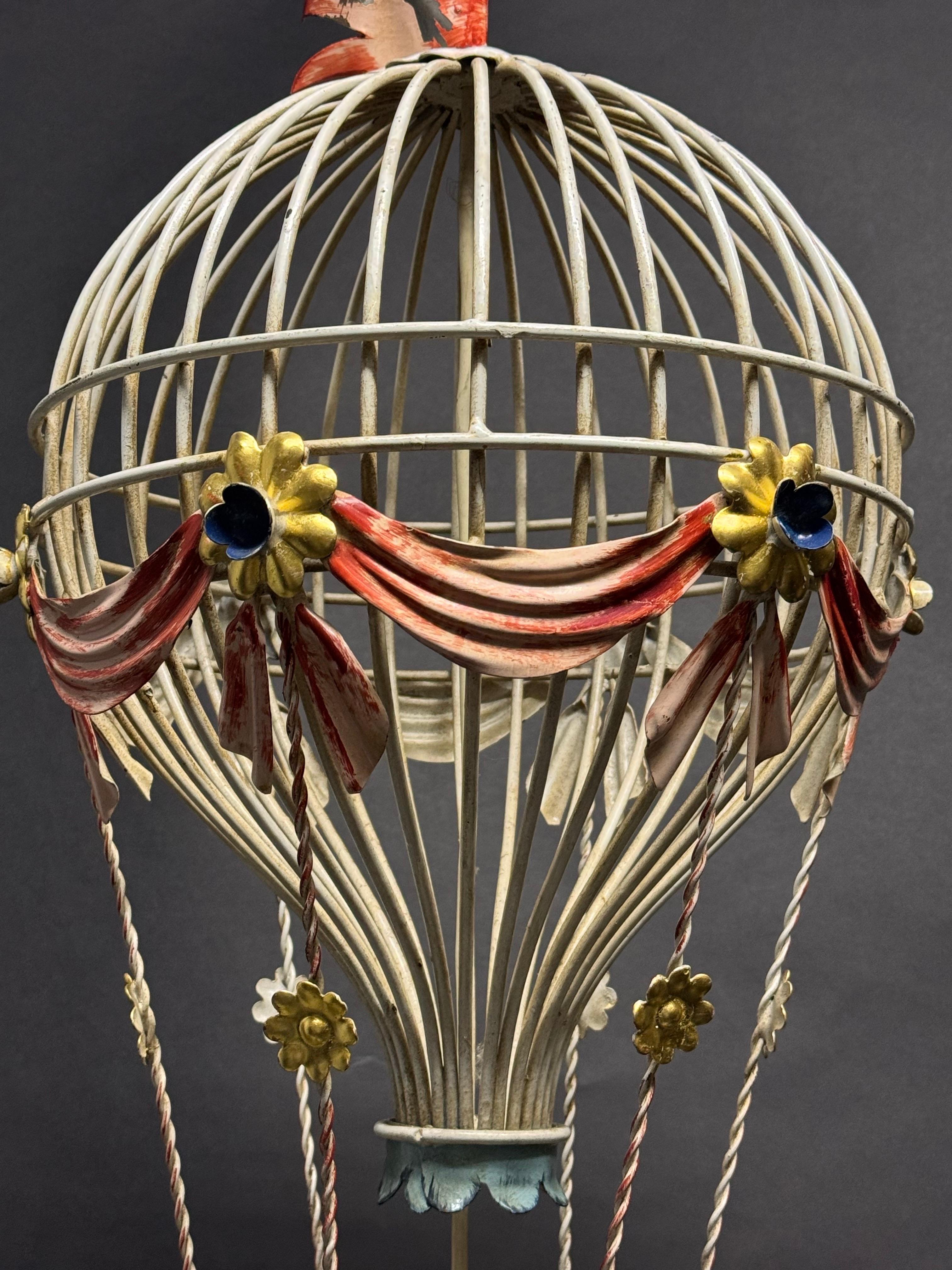 Mid-Century Modern French Tole Hot Air Balloon Chandelier, circa 1950s For Sale