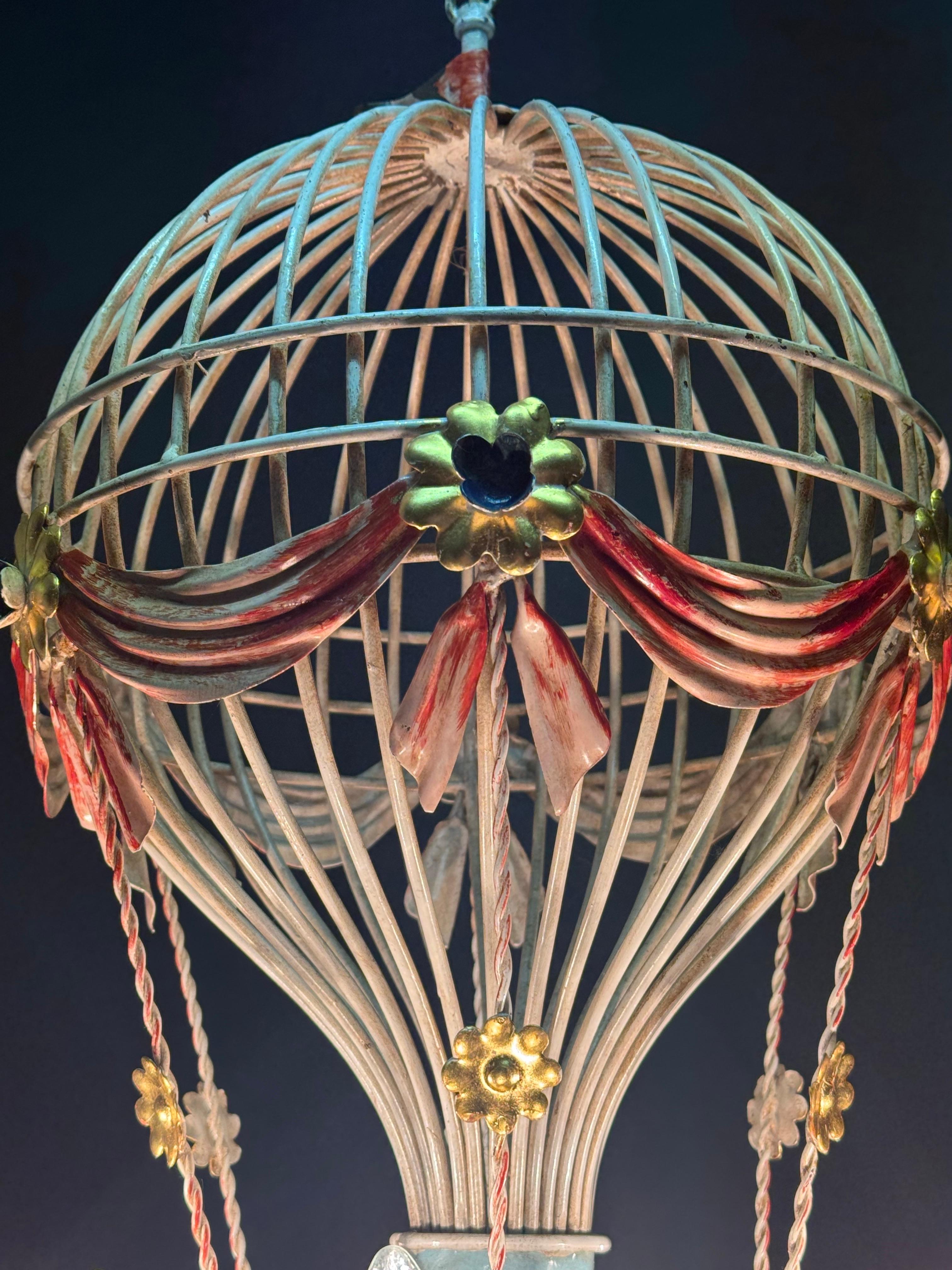 Mid-20th Century French Tole Hot Air Balloon Chandelier, circa 1950s For Sale