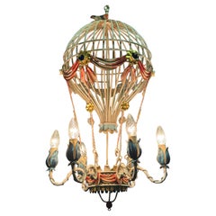 French Tole Hot Air Balloon Chandelier, circa 1950s