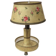 French Tole Lamp with Flowers, circa 1900