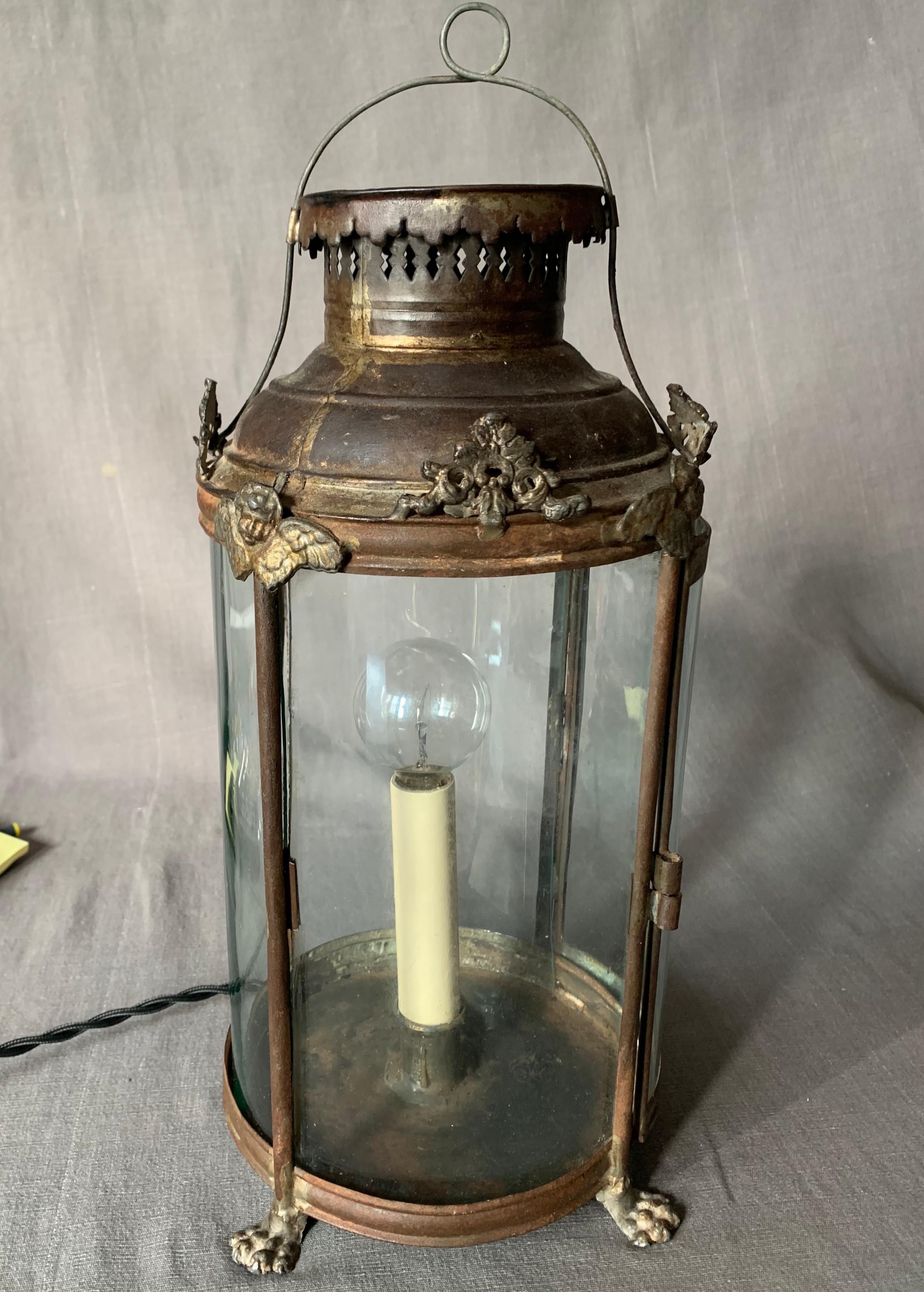 French Provincial French Tole Lantern Lamp  For Sale