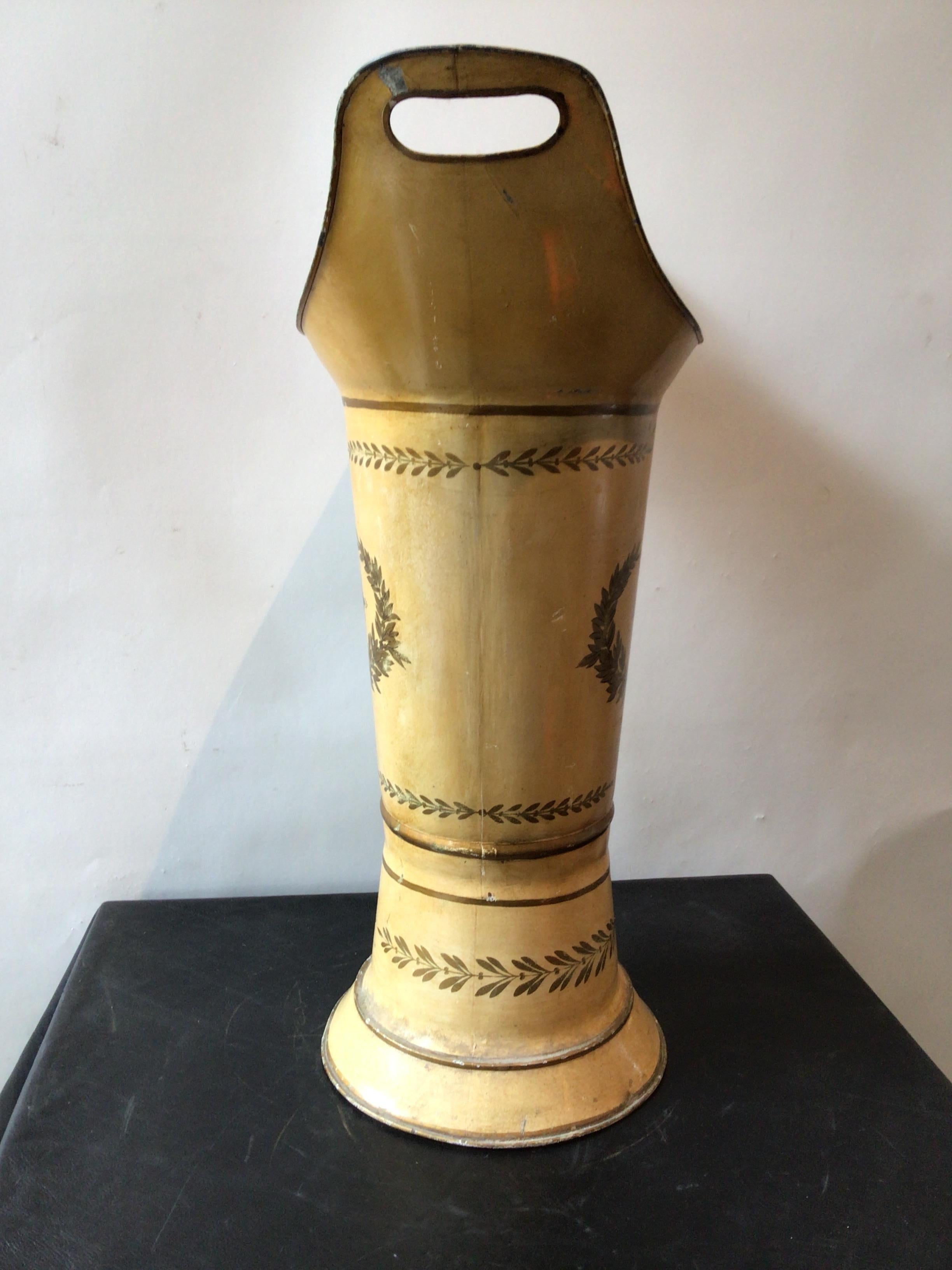 French Tole Neo Classical Umbrella Stand In Good Condition For Sale In Tarrytown, NY