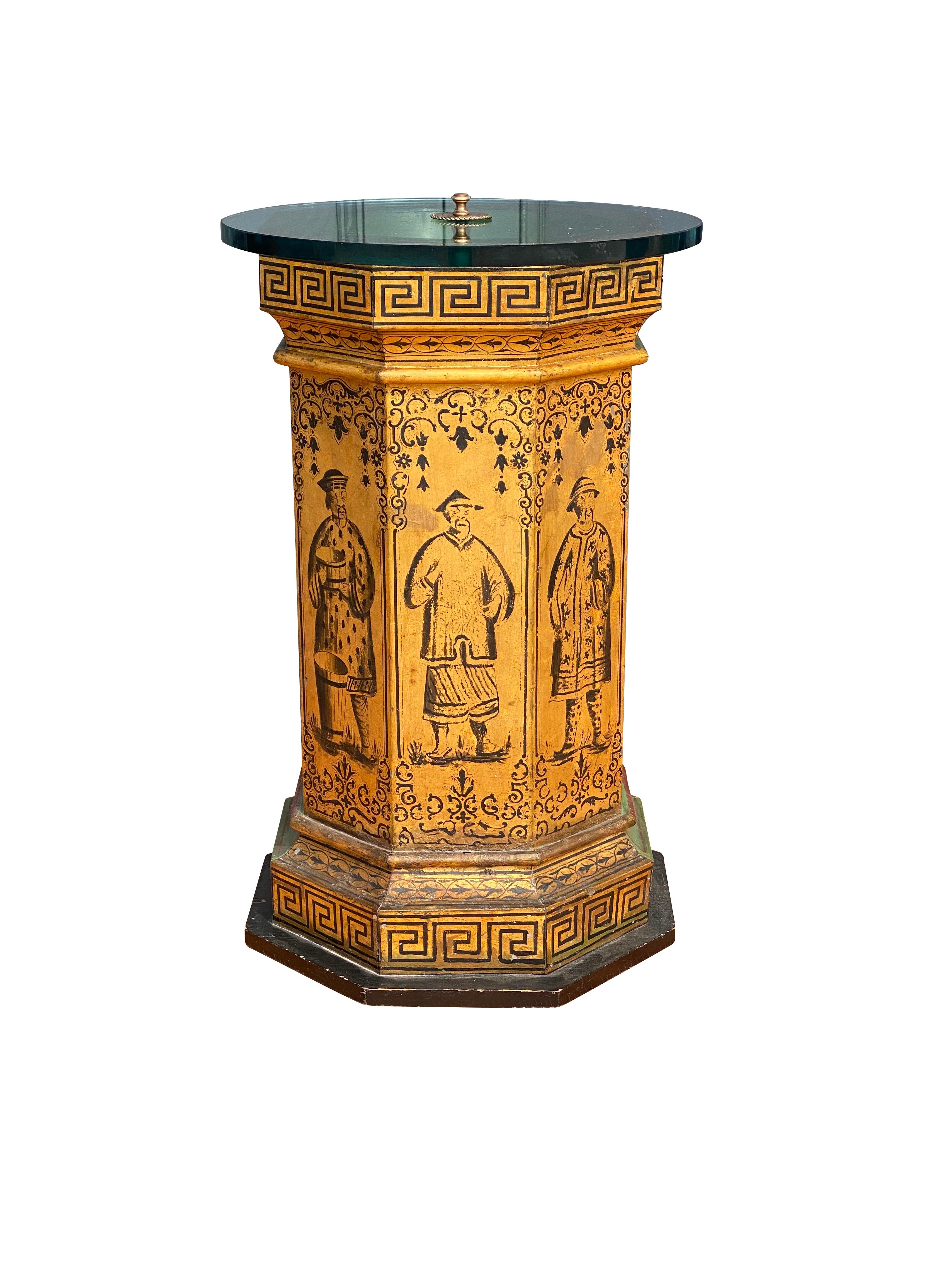 Chinoiserie French Tole Pedestal Table For Sale