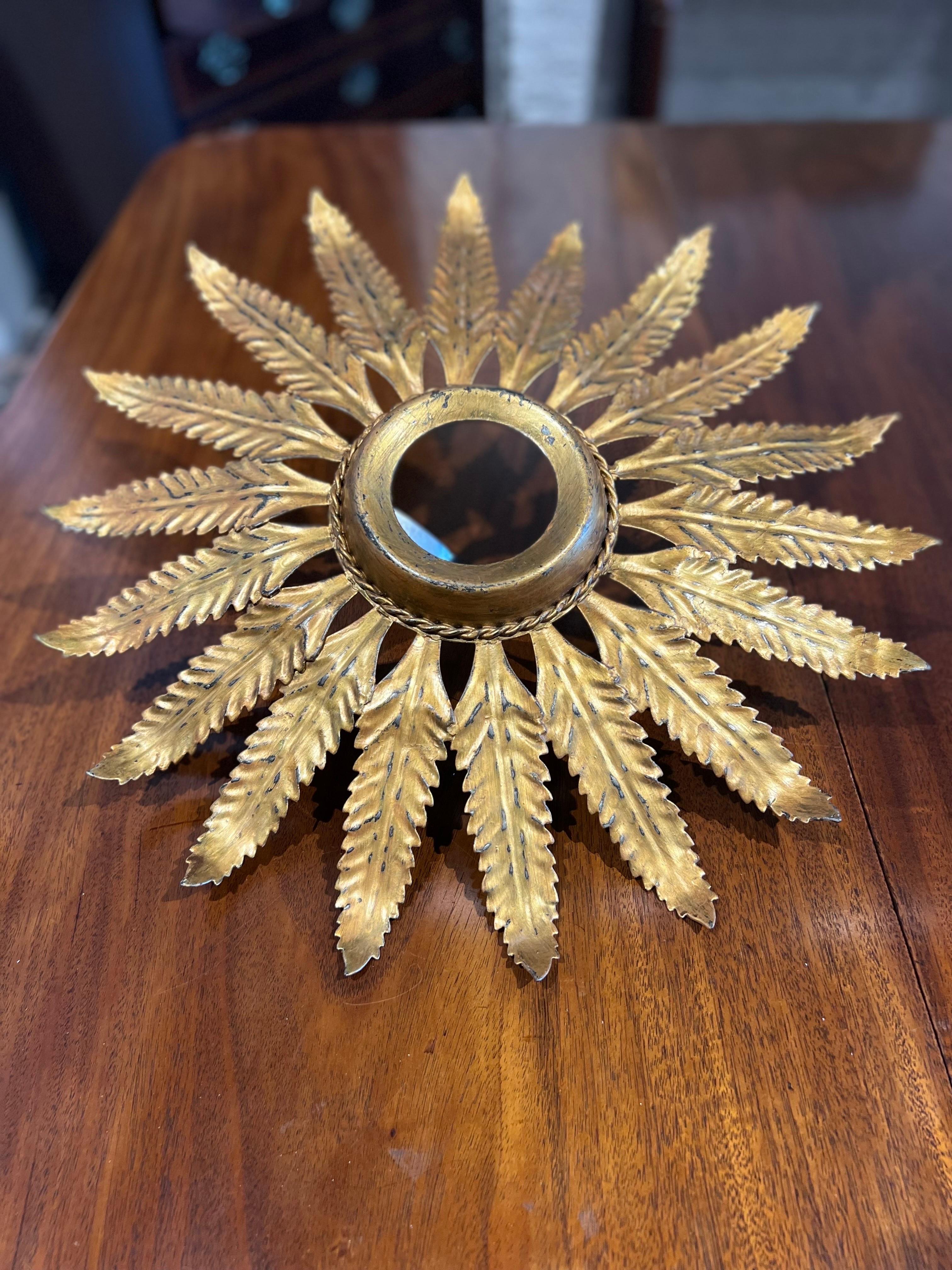 Early 20th century French tole starburst flush mount 