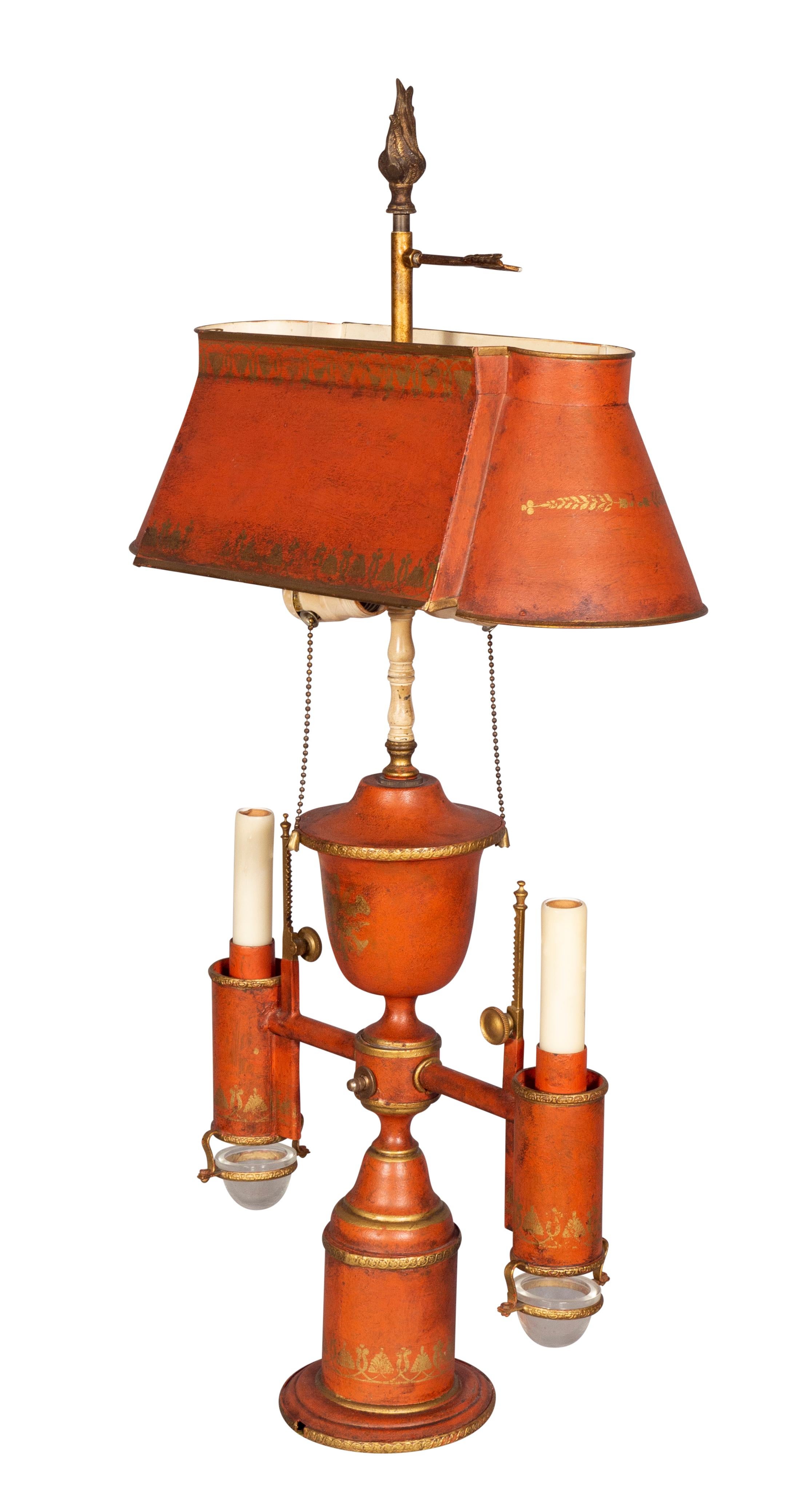 Painted French Tole Table Lamp For Sale