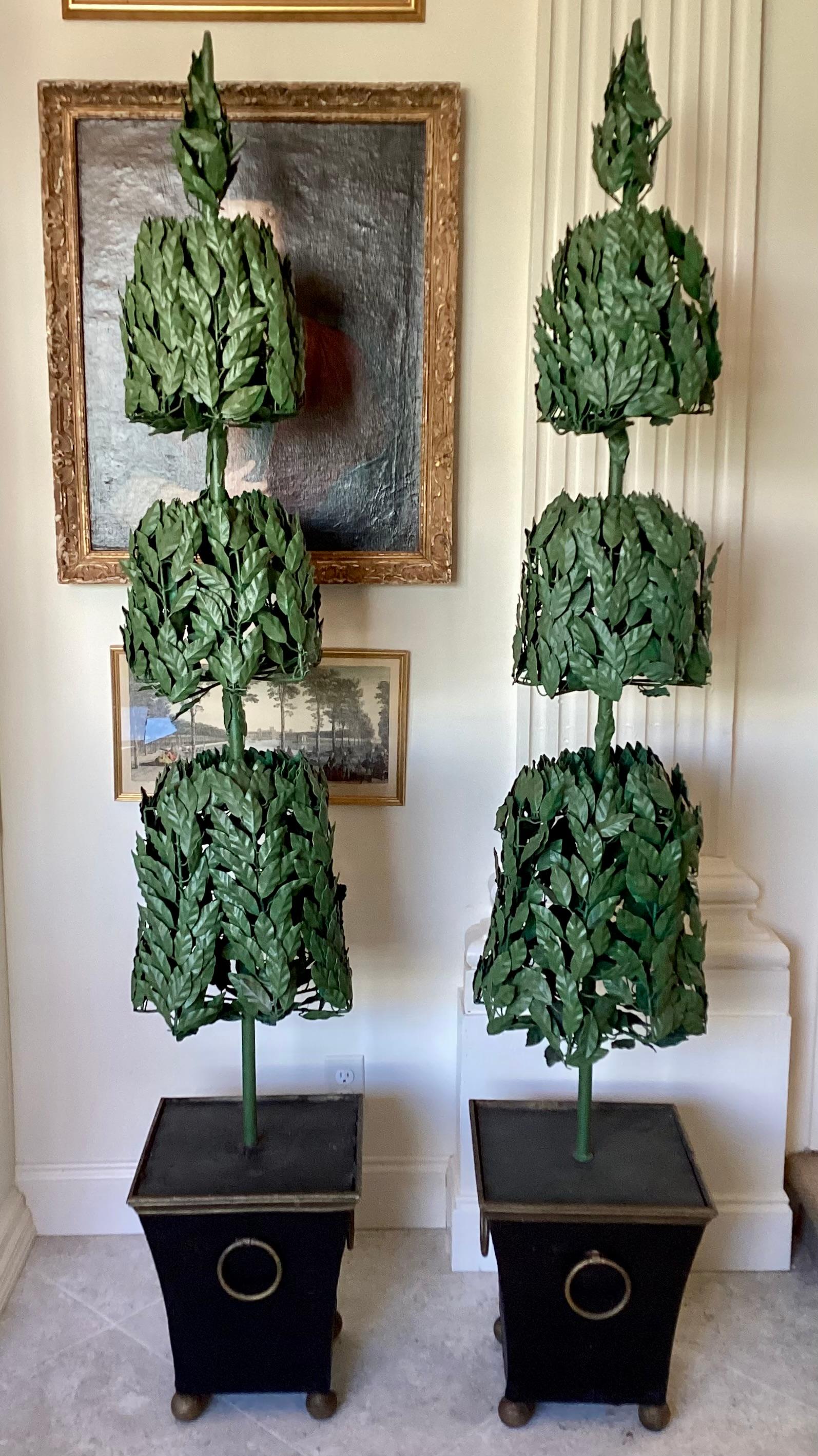 French Tole Topiaries, a Pair For Sale at 1stDibs