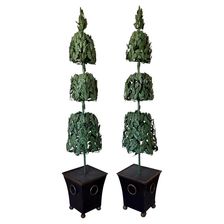 French Tole Topiaries, a Pair For Sale at 1stDibs