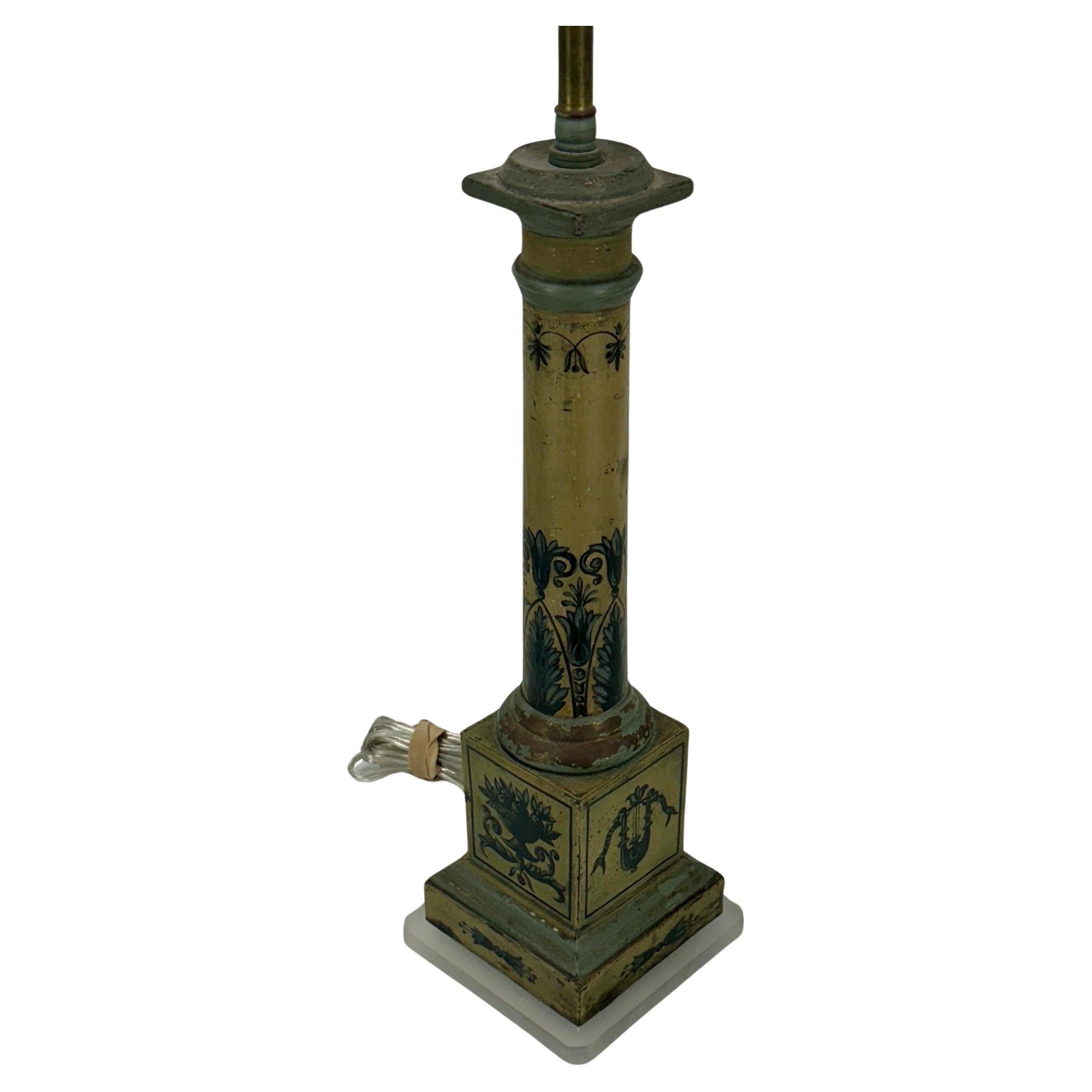 Französische umgewandelte Öllampe aus Zinngeschirr, um 1875 im Angebot