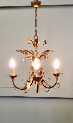 French Toleware Gilded Chandelier This is a very pretty 3 branch Harvest light