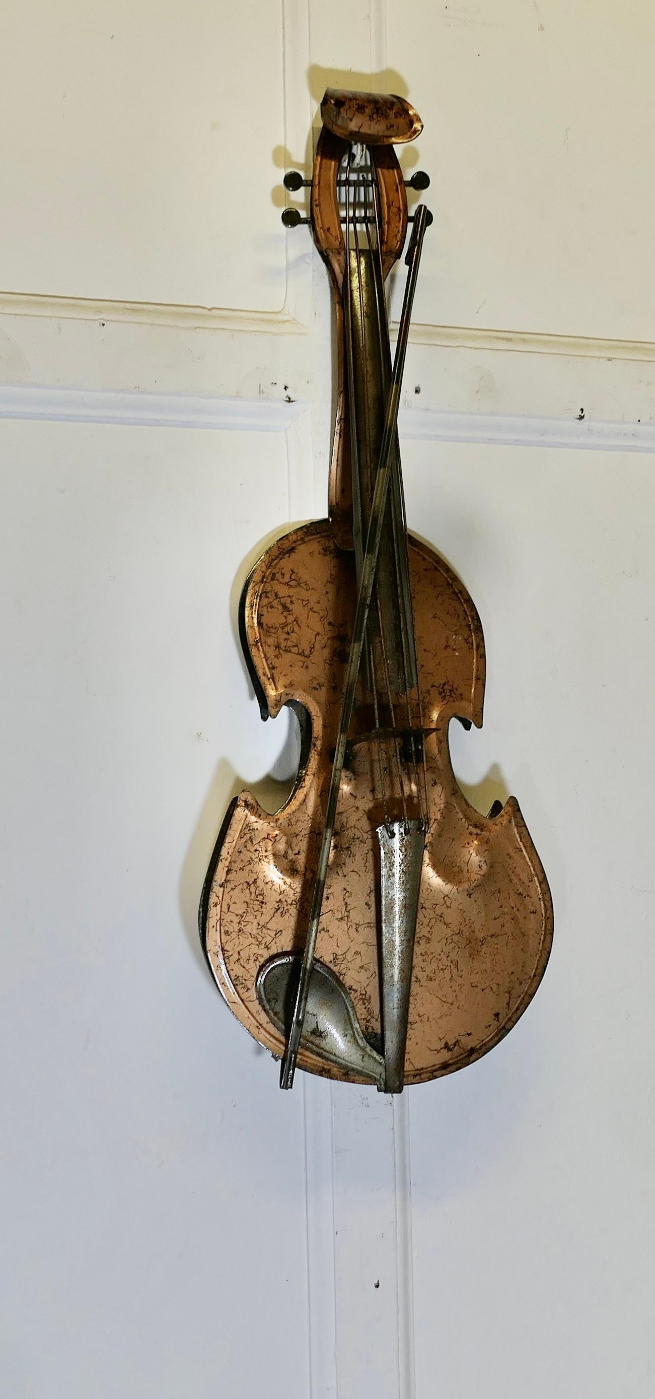 Folk Art French Toleware Violin Maker’s Shop Trade Sign