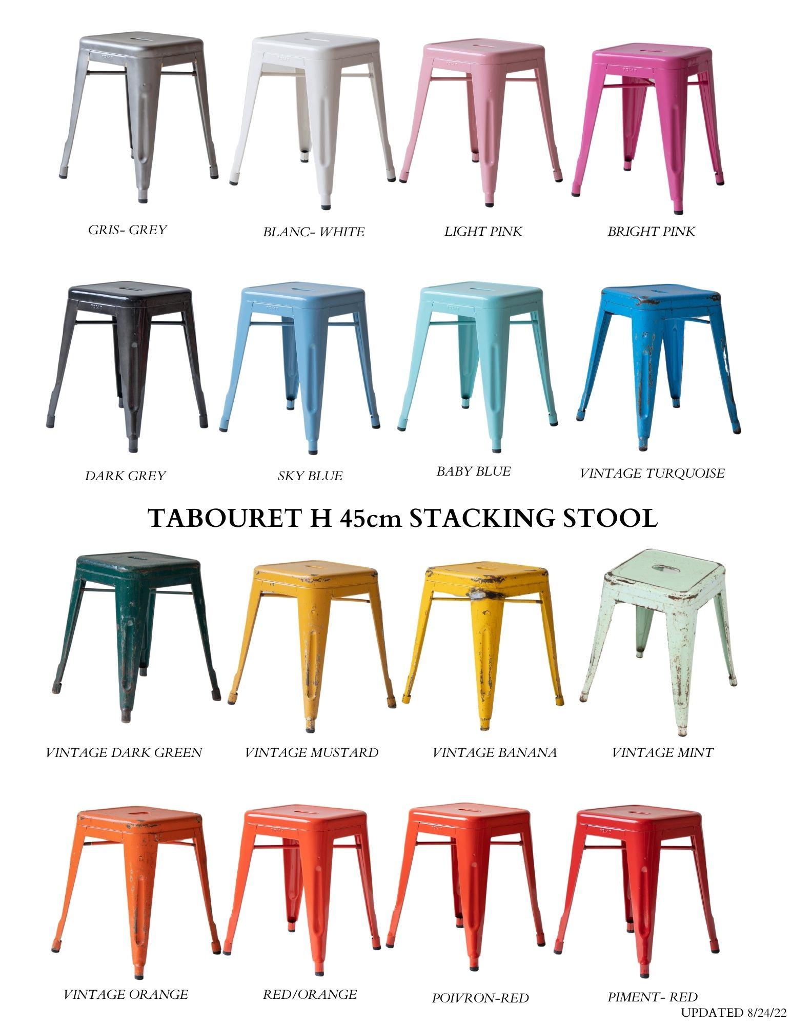 French Tolix Steel Stacking Kitchen Counter Stools Numerous Colors Available For Sale 4