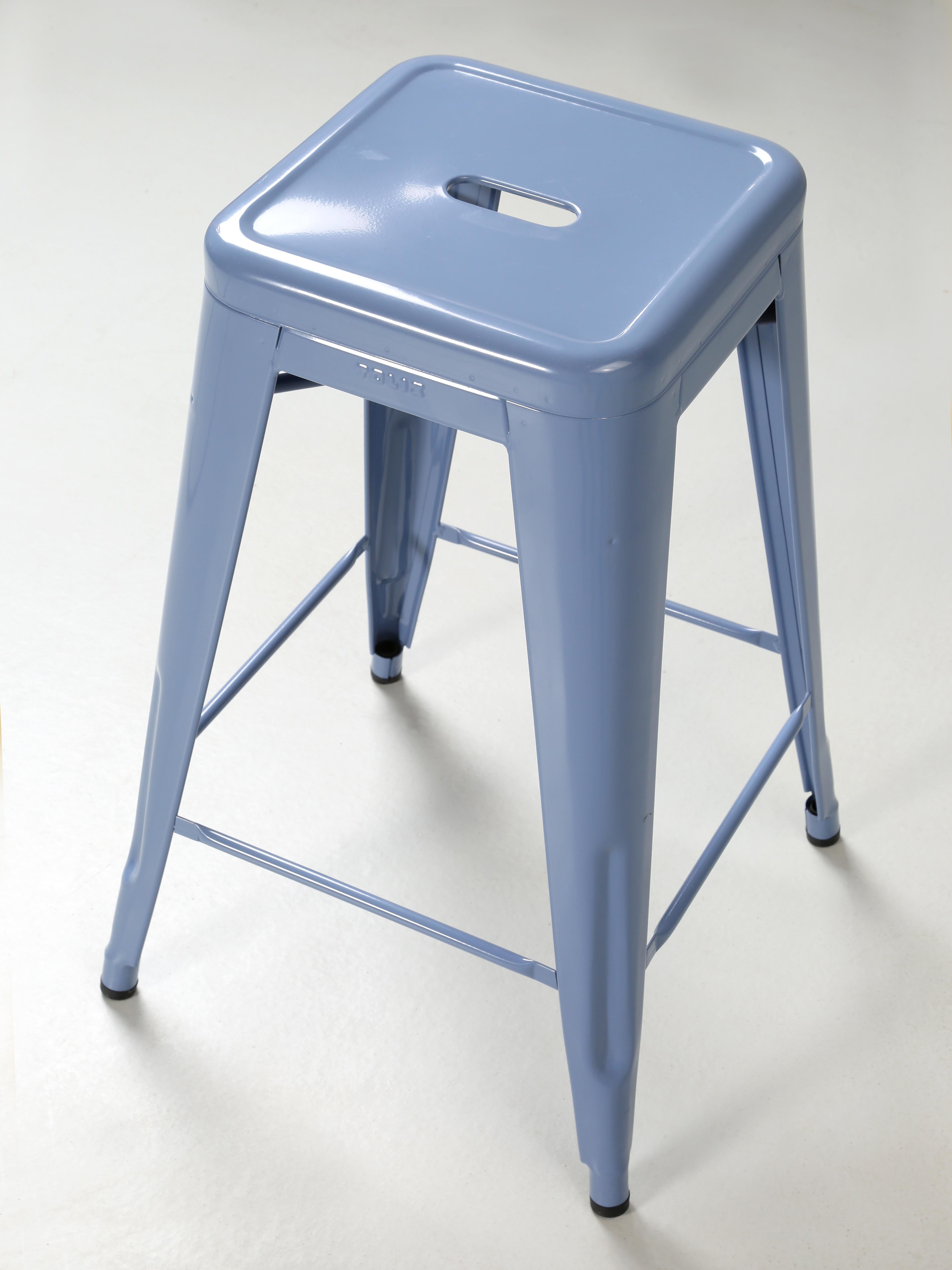 French Tolix Steel Stacking Kitchen Counter Stools Numerous Colors Available For Sale 2