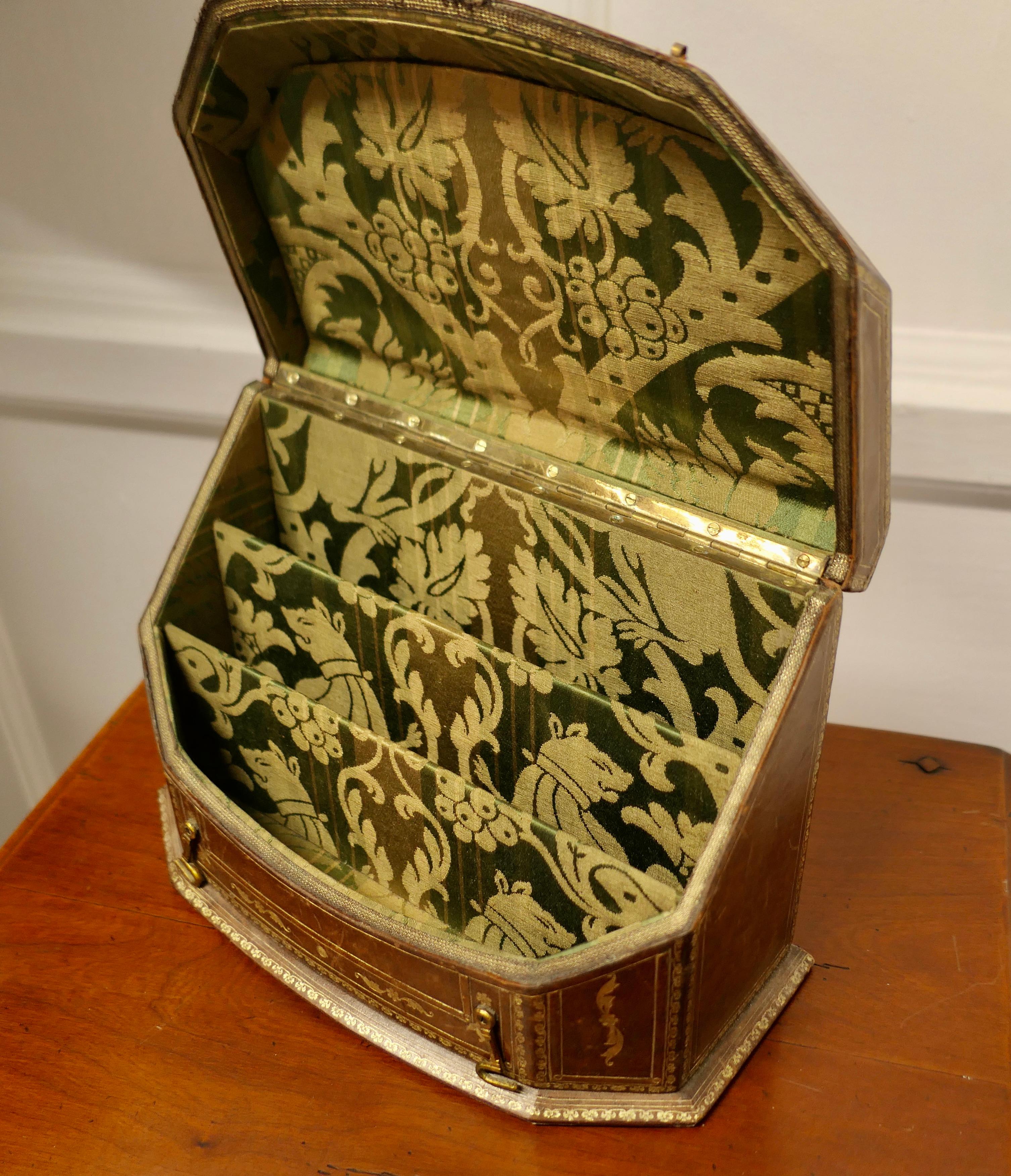 French Tooled Leather Stationary or Letter Box For Sale at 1stDibs