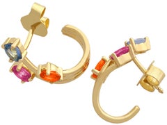 French 1.72ct Topaz, Sapphire and Yellow Gold Stud Earrings