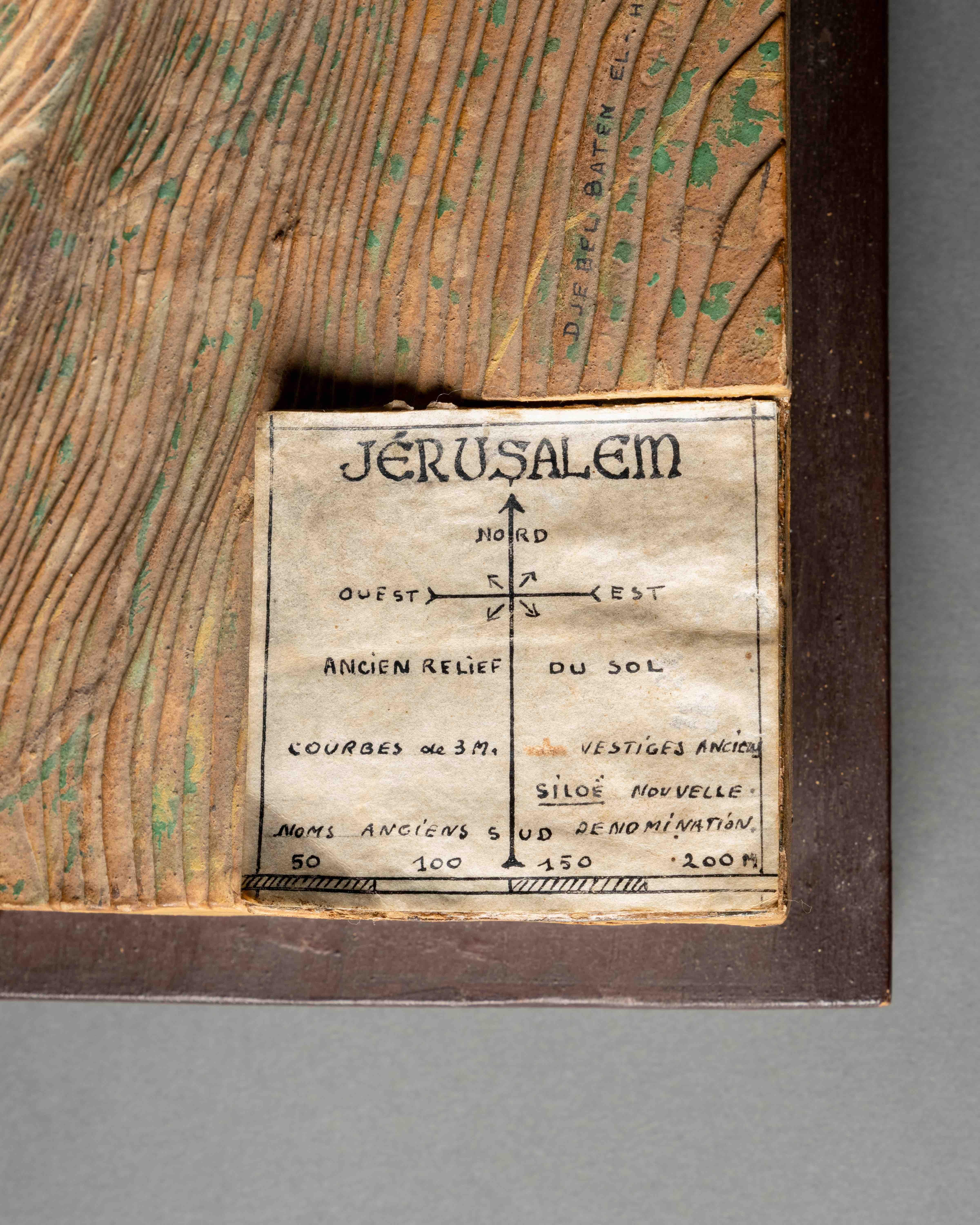 Belle Époque Carte topographique française en relief en trois dimensions de Jérusalem ancienne - 19e siècle en vente