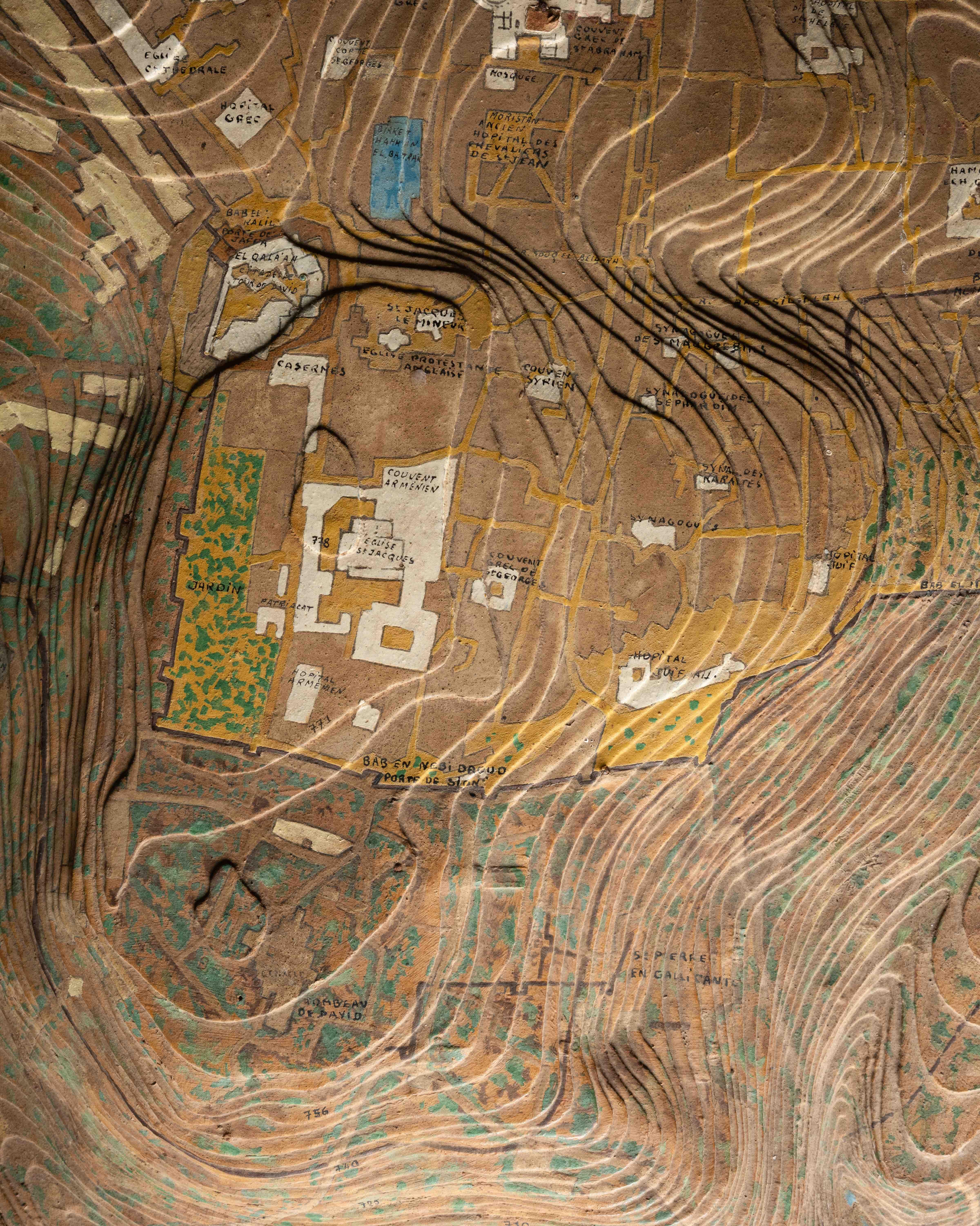 Carte topographique française en relief en trois dimensions de Jérusalem ancienne - 19e siècle Bon état - En vente à Bruxelles, BE