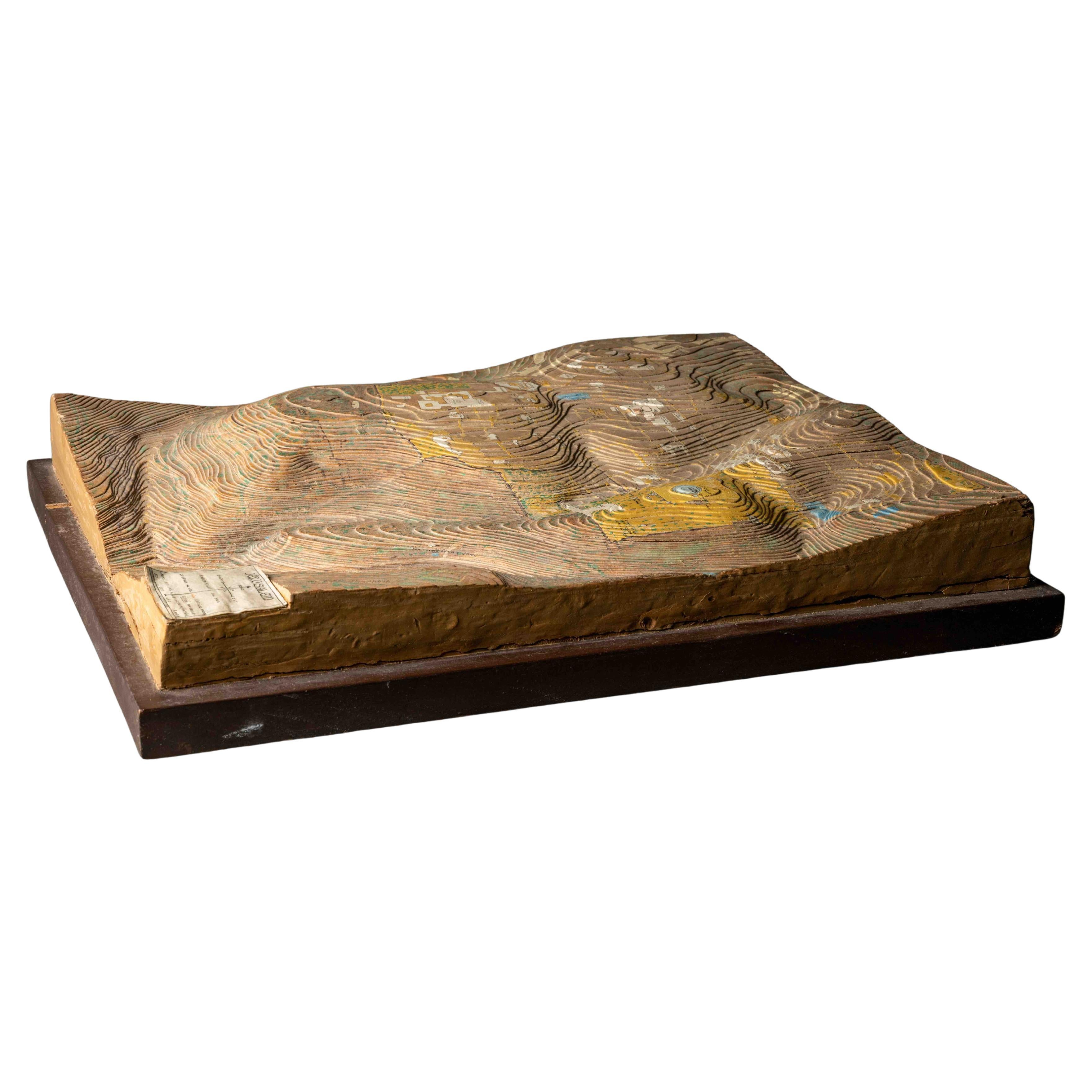 Carte topographique française en relief en trois dimensions de Jérusalem ancienne - 19e siècle