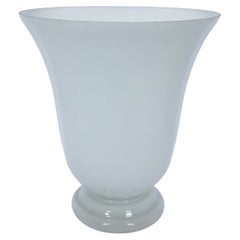 French Urn Blown Glass Table Lamp SCE France Art Deco White Frosted Murano Style