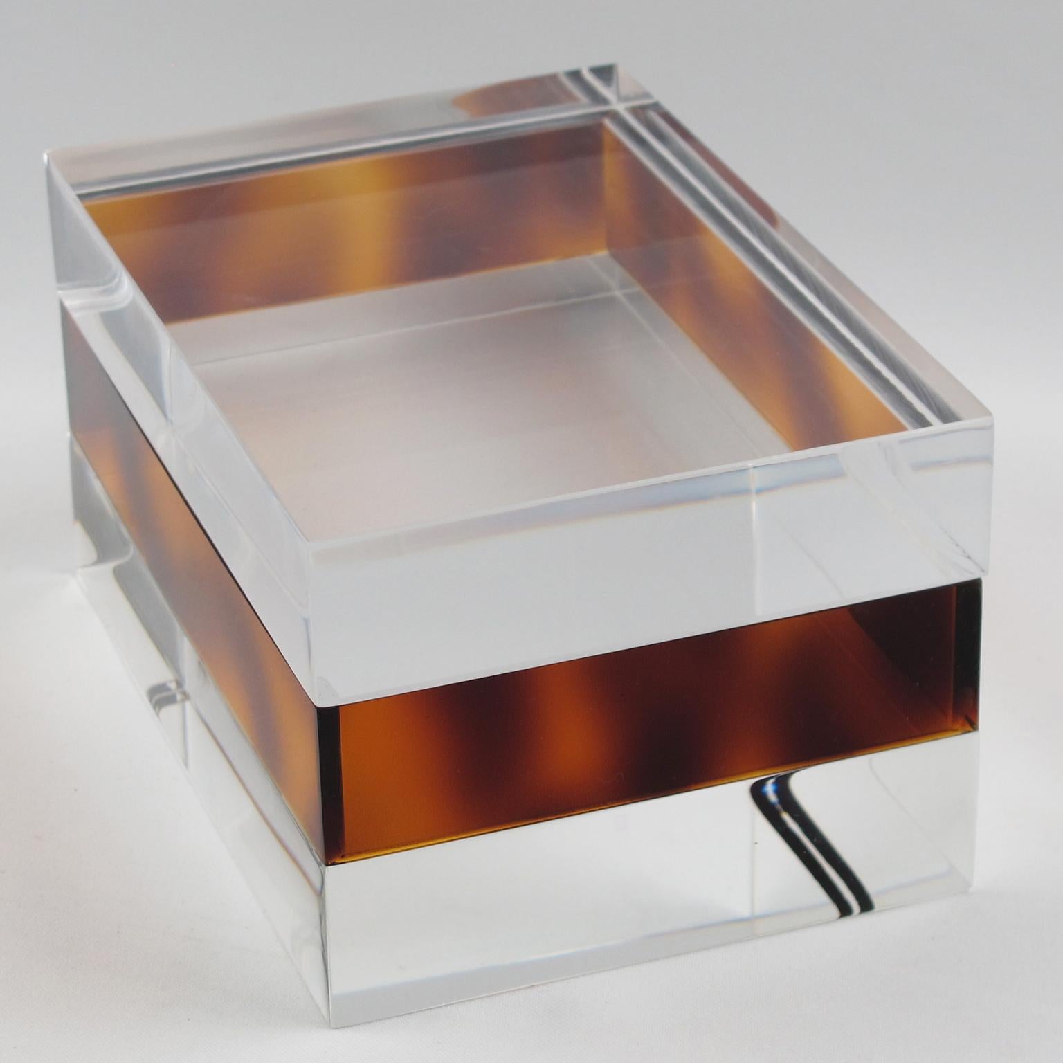 French Tortoise and Transparent Lucite Acrylic Box, 1970s 2