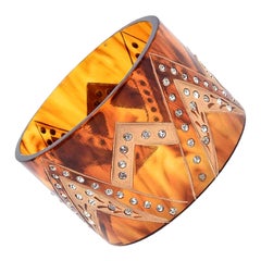 Französische Schildkröte Harz und Strass Manschette Armband
