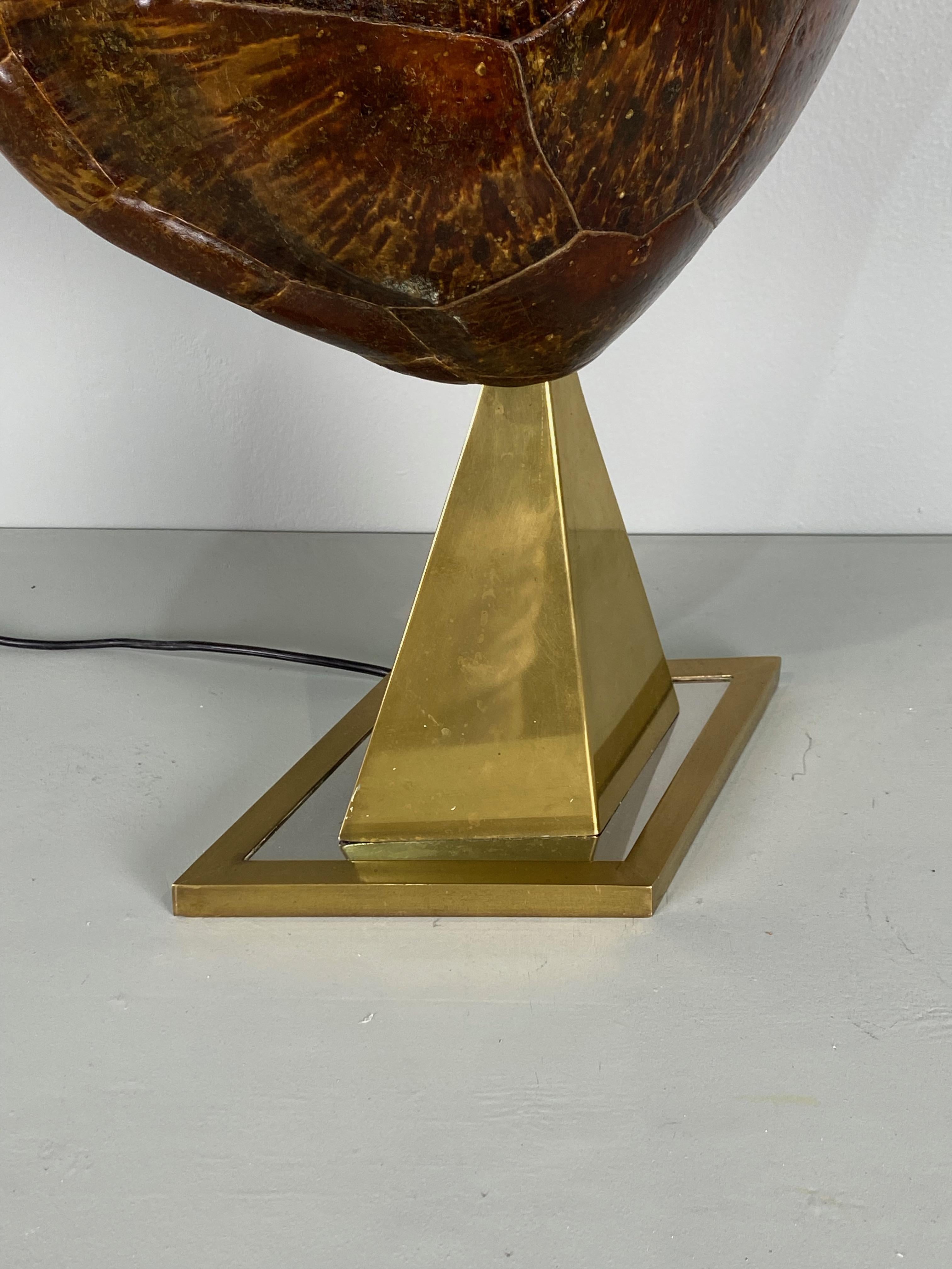 French Tortoise Shell and Brass Table Lamp, circa 1950 In Good Condition For Sale In Rovereta, SM