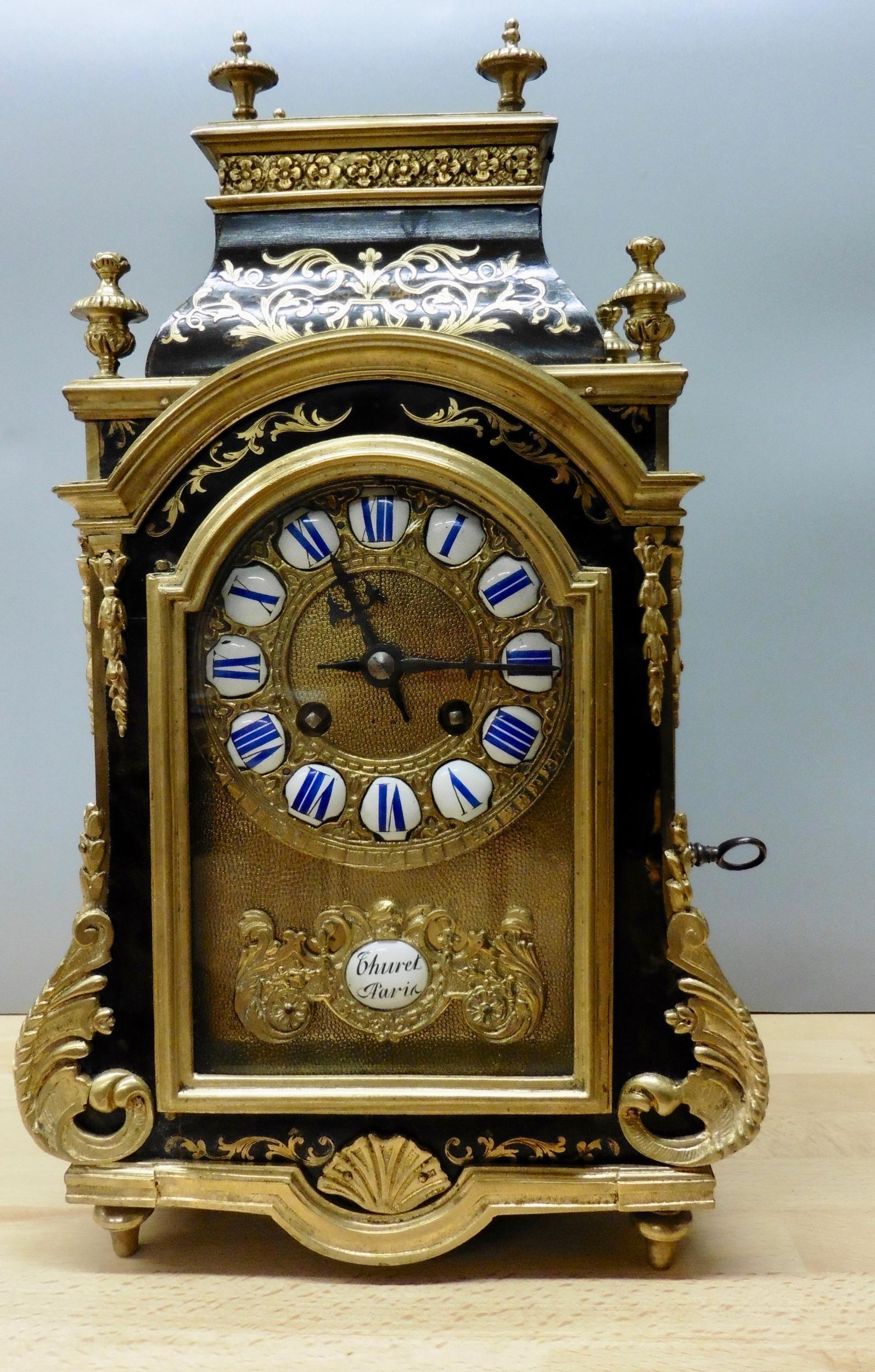 Reloj Boulle de carey francés de Thuret, París en venta 3