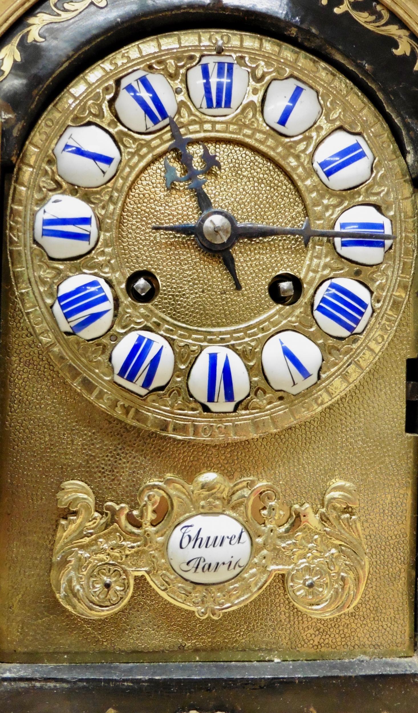 Horloge Boulle française en écaille de tortue par Thuret, Paris Bon état - En vente à Norwich, GB