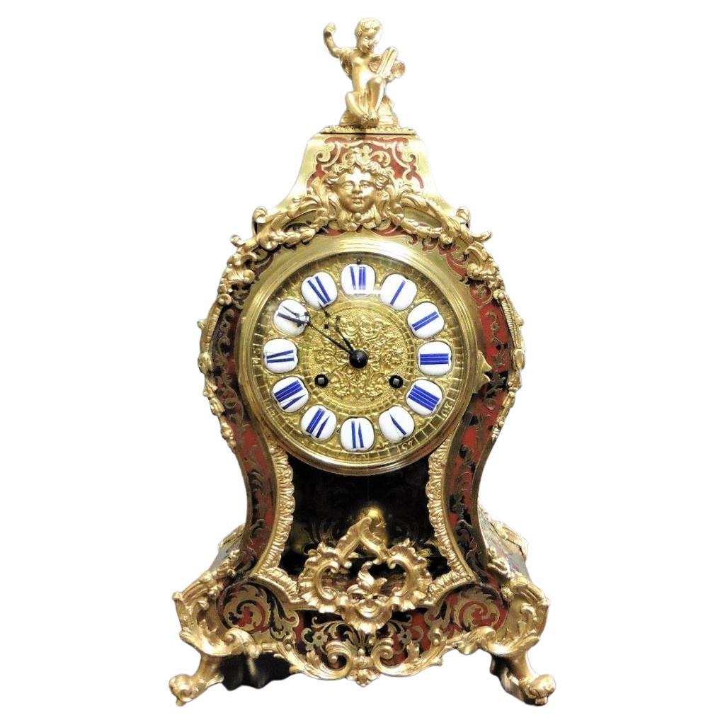 French Tortoiseshell Boulle Clock. c.1860 For Sale