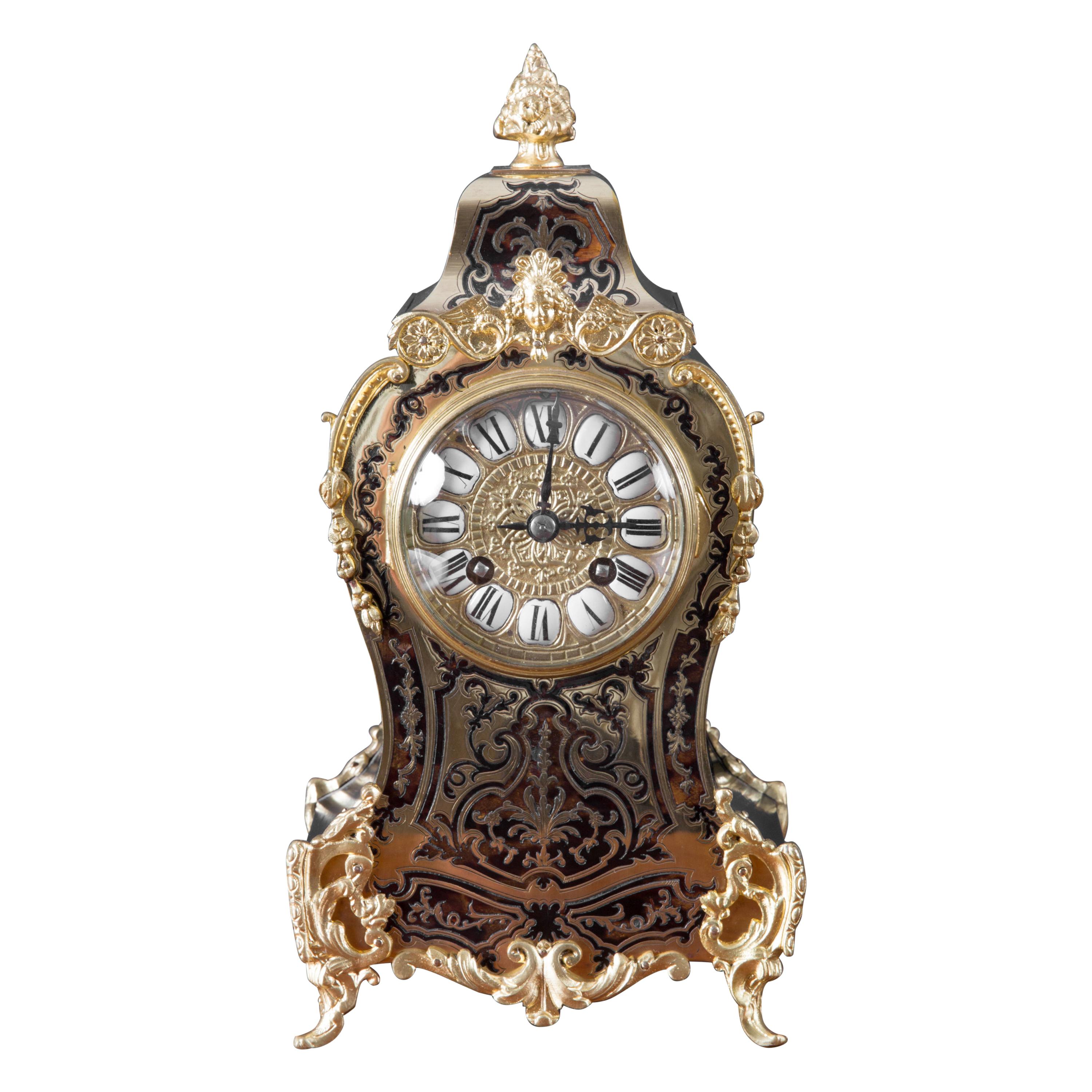 French Tortoiseshell Boulle Clock For Sale