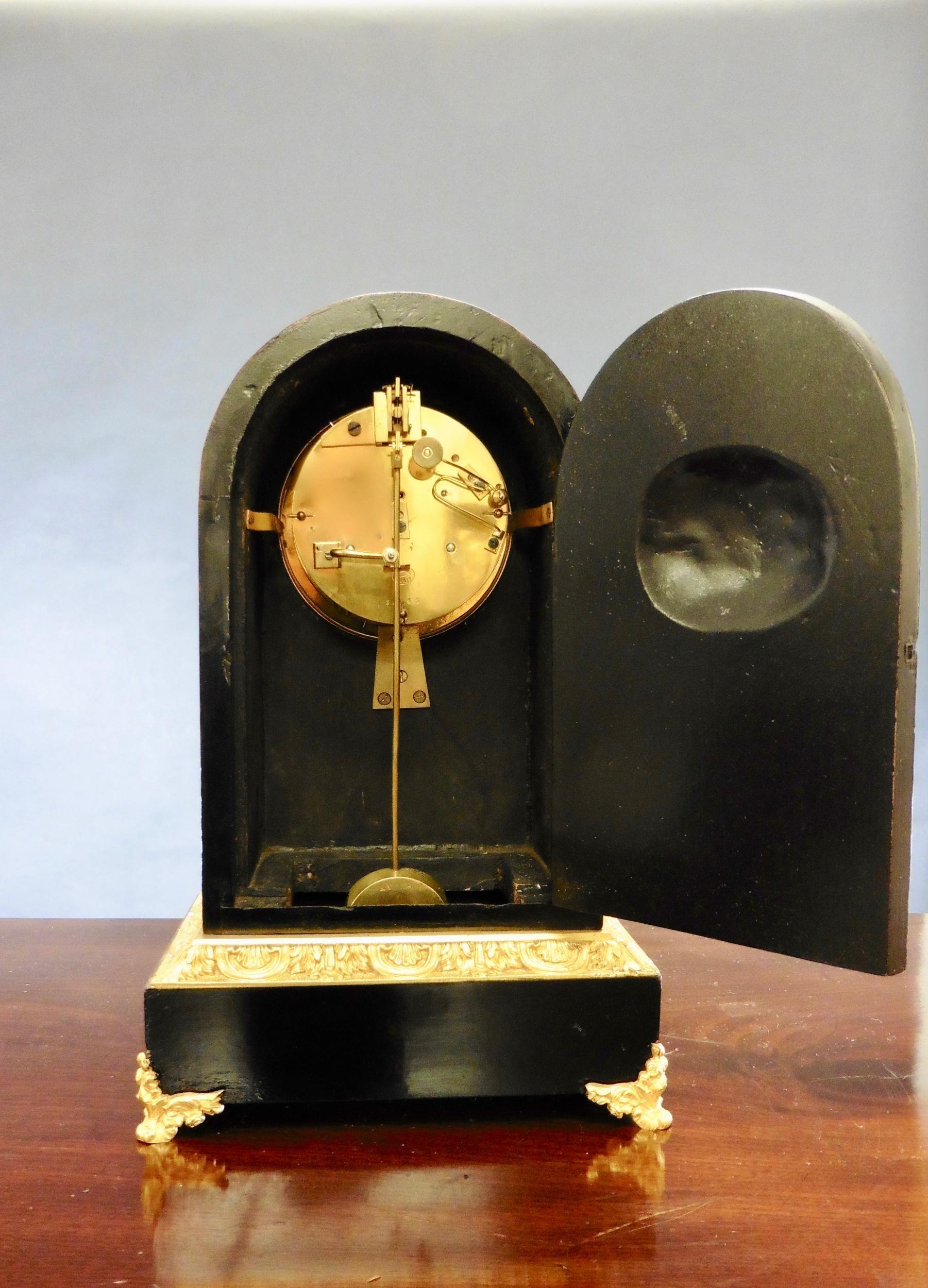 Reloj de chimenea francés Boulle de carey de Roskell, París en venta 1