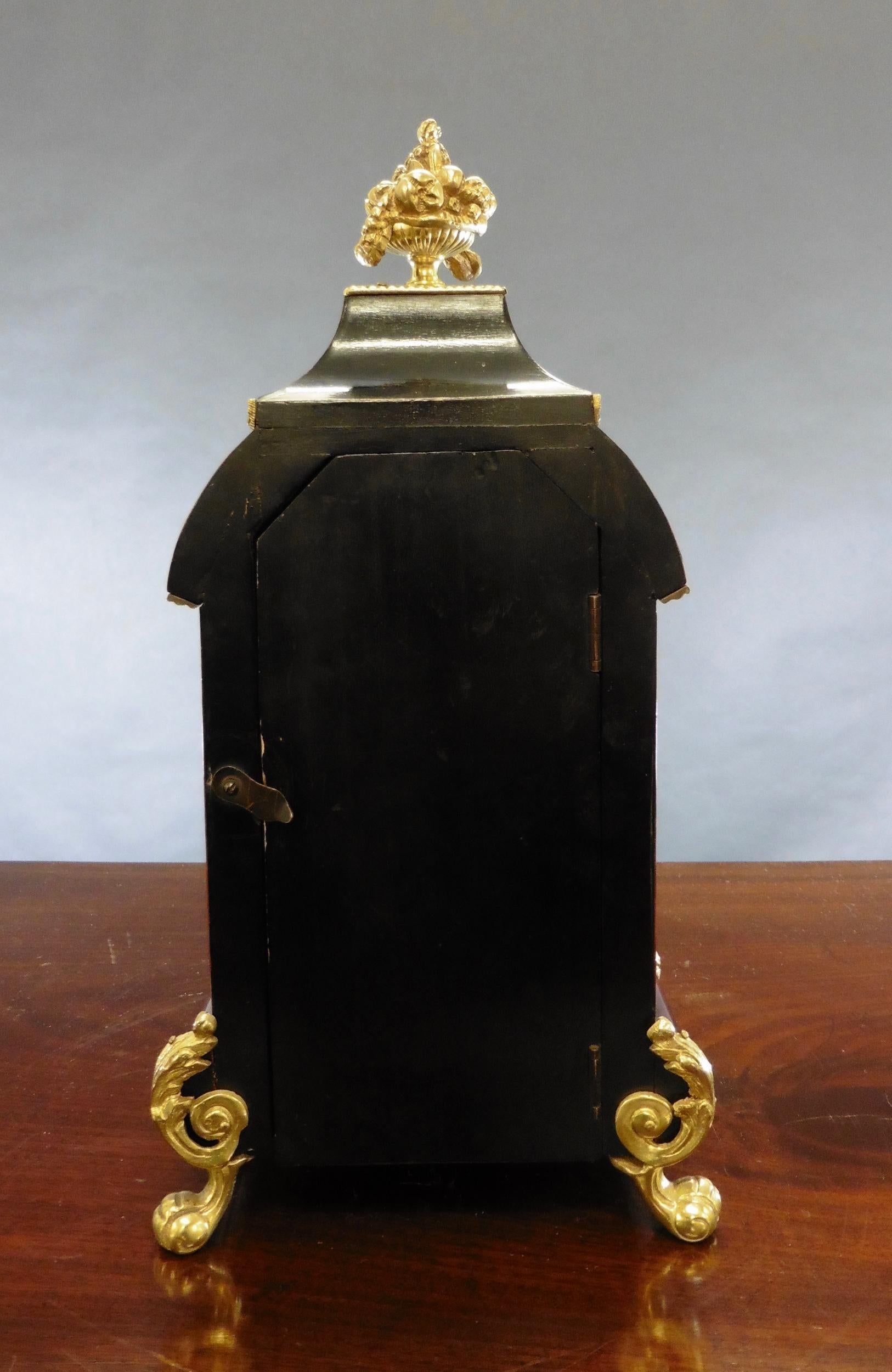 19th Century French Tortoiseshell Boulle Mantel Clock For Sale