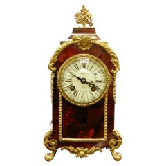Antique French Tortoiseshell Boulle Mantel Clock
