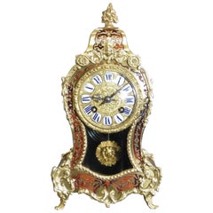Antique French Tortoiseshell Boulle Mantel Clock