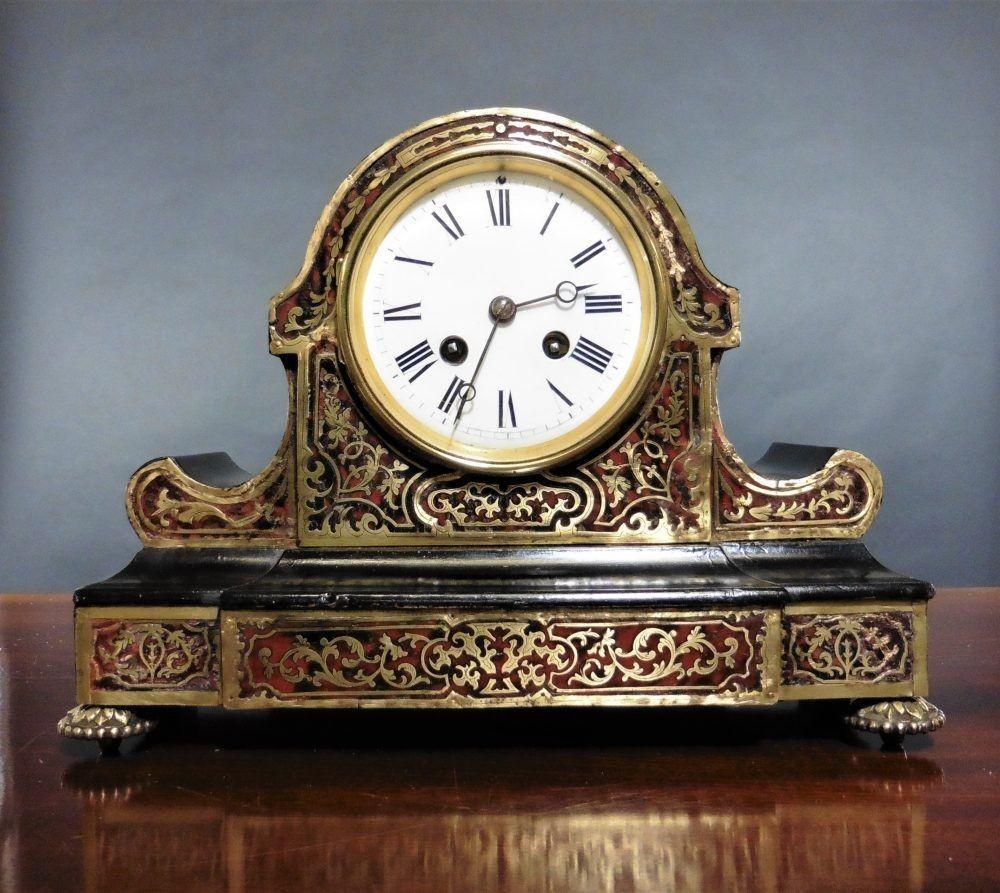 French Tortoiseshell Drumhead Boulle Clock In Good Condition For Sale In Norwich, GB