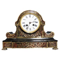 French Tortoiseshell Drumhead Boulle Clock