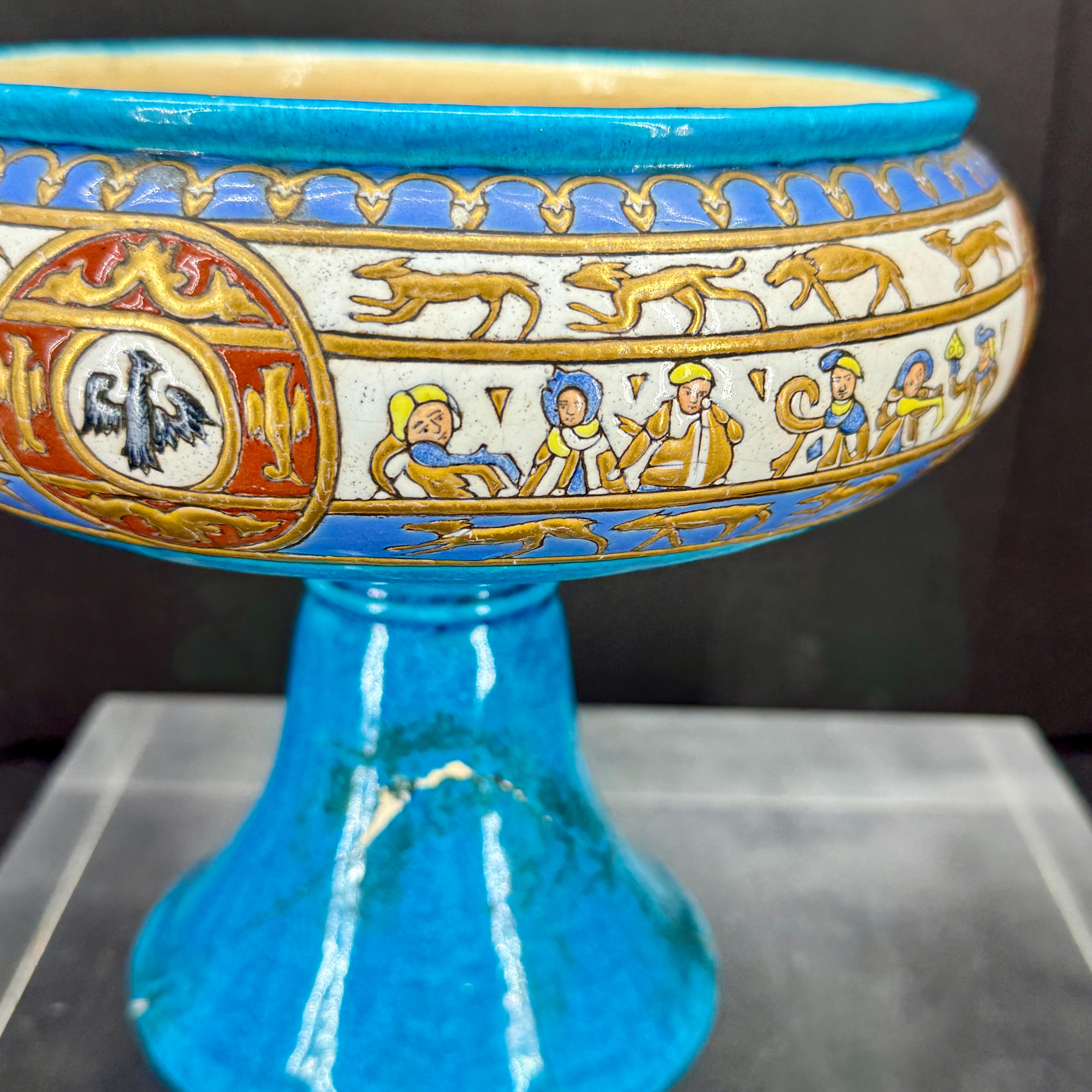 French Toujours Faience Glazed Centerpiece Coupe Bowl For Sale 3