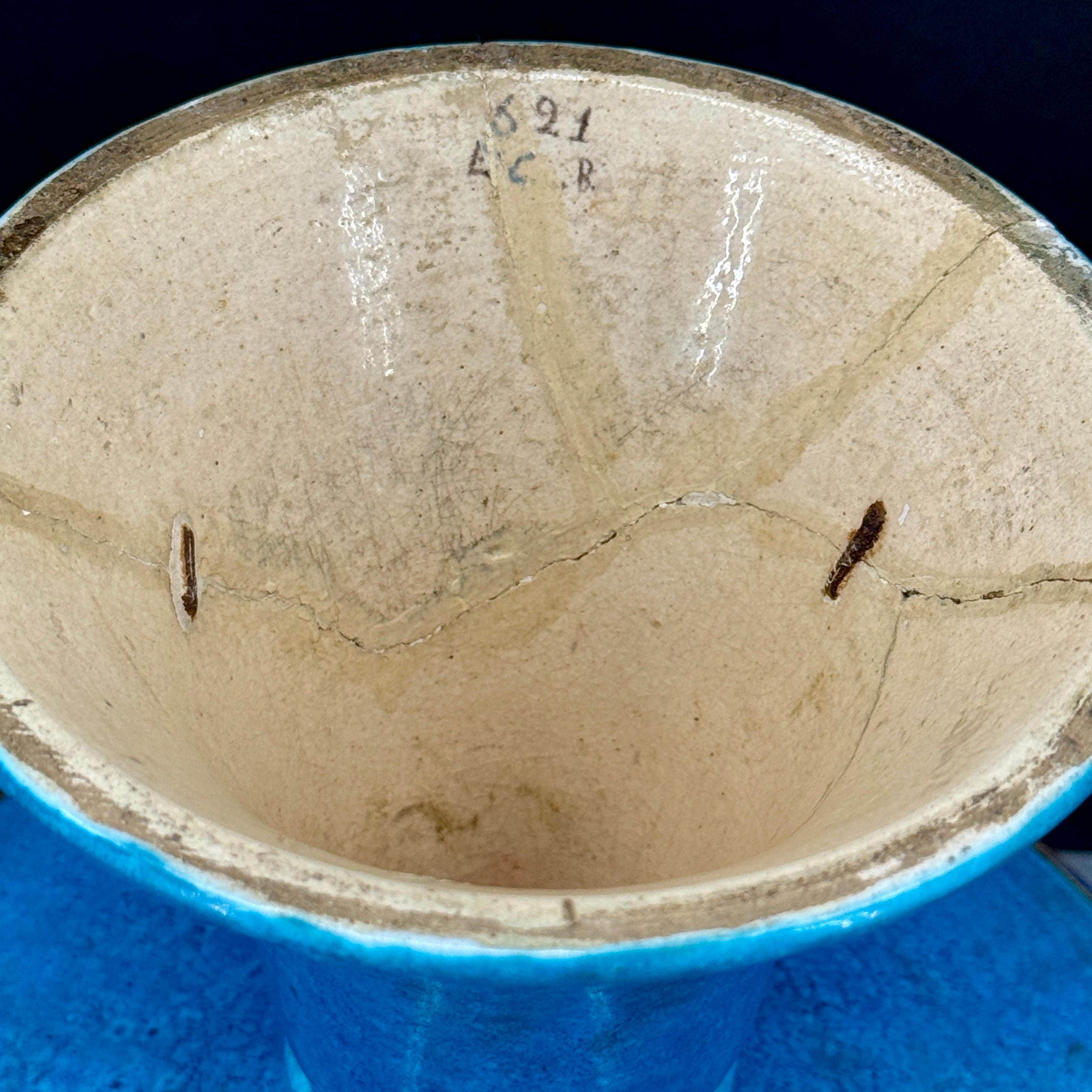 French Toujours Faience Glazed Centerpiece Coupe Bowl For Sale 5