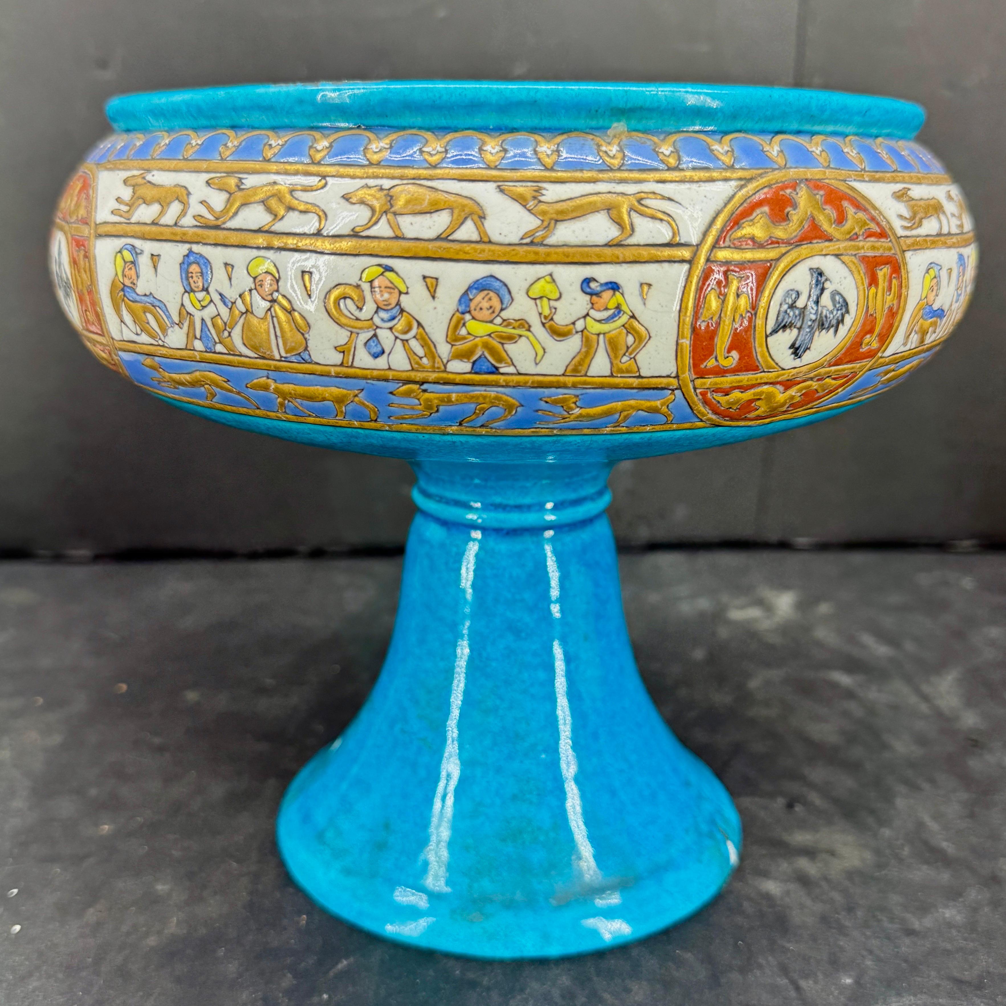 French Toujours Faience Glazed Centerpiece Coupe Bowl For Sale 7