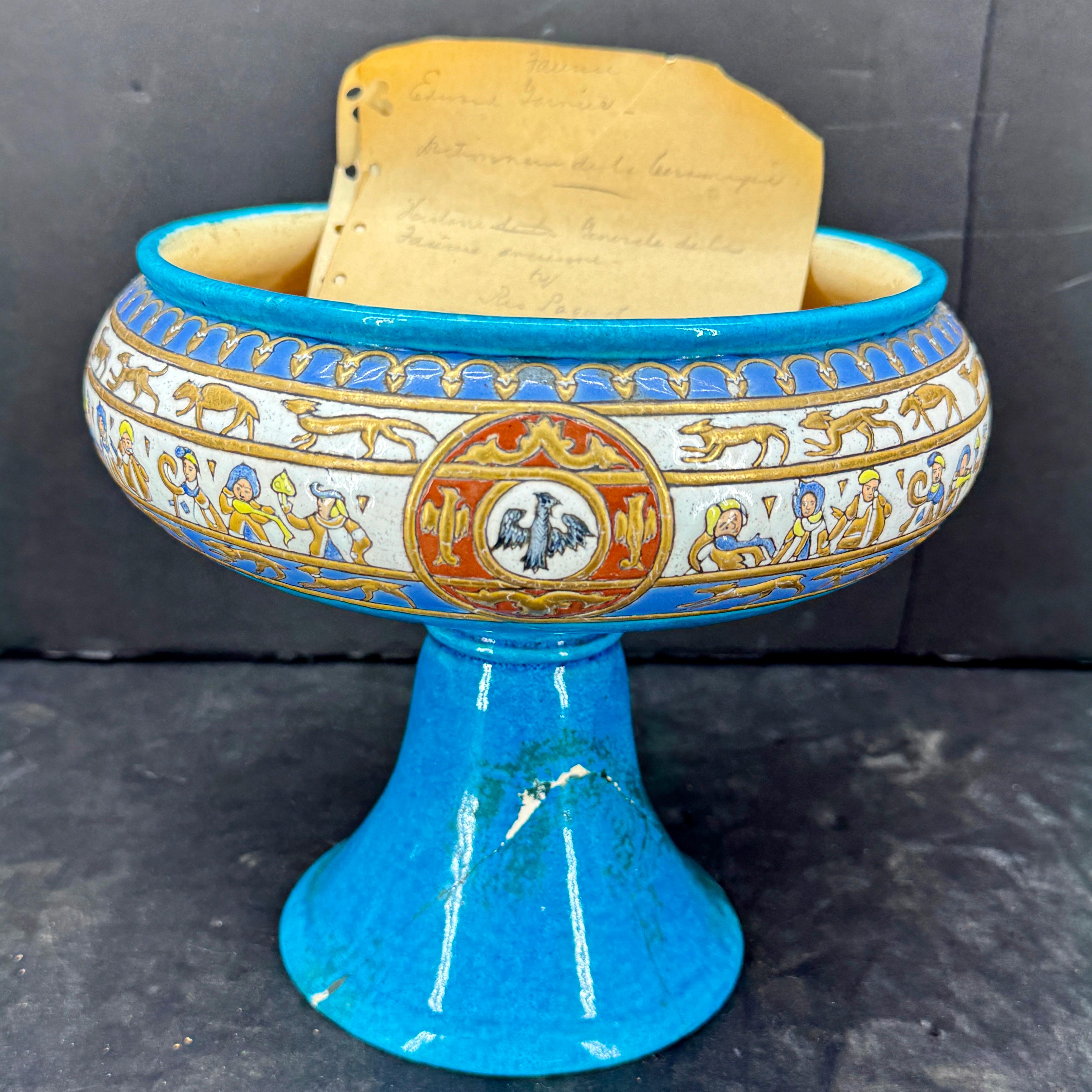 Aesthetic Movement French Toujours Faience Glazed Centerpiece Coupe Bowl For Sale