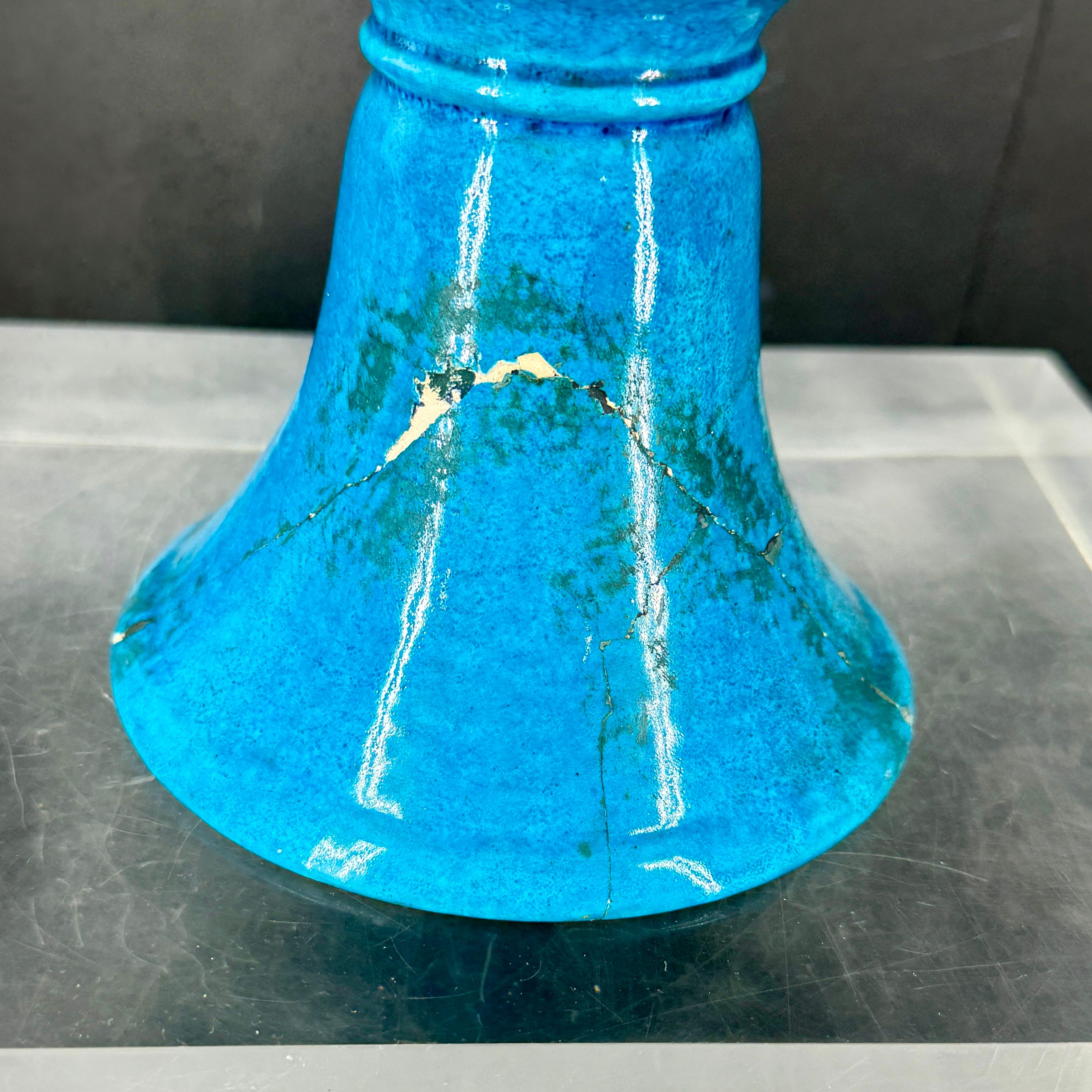 19th Century French Toujours Faience Glazed Centerpiece Coupe Bowl For Sale