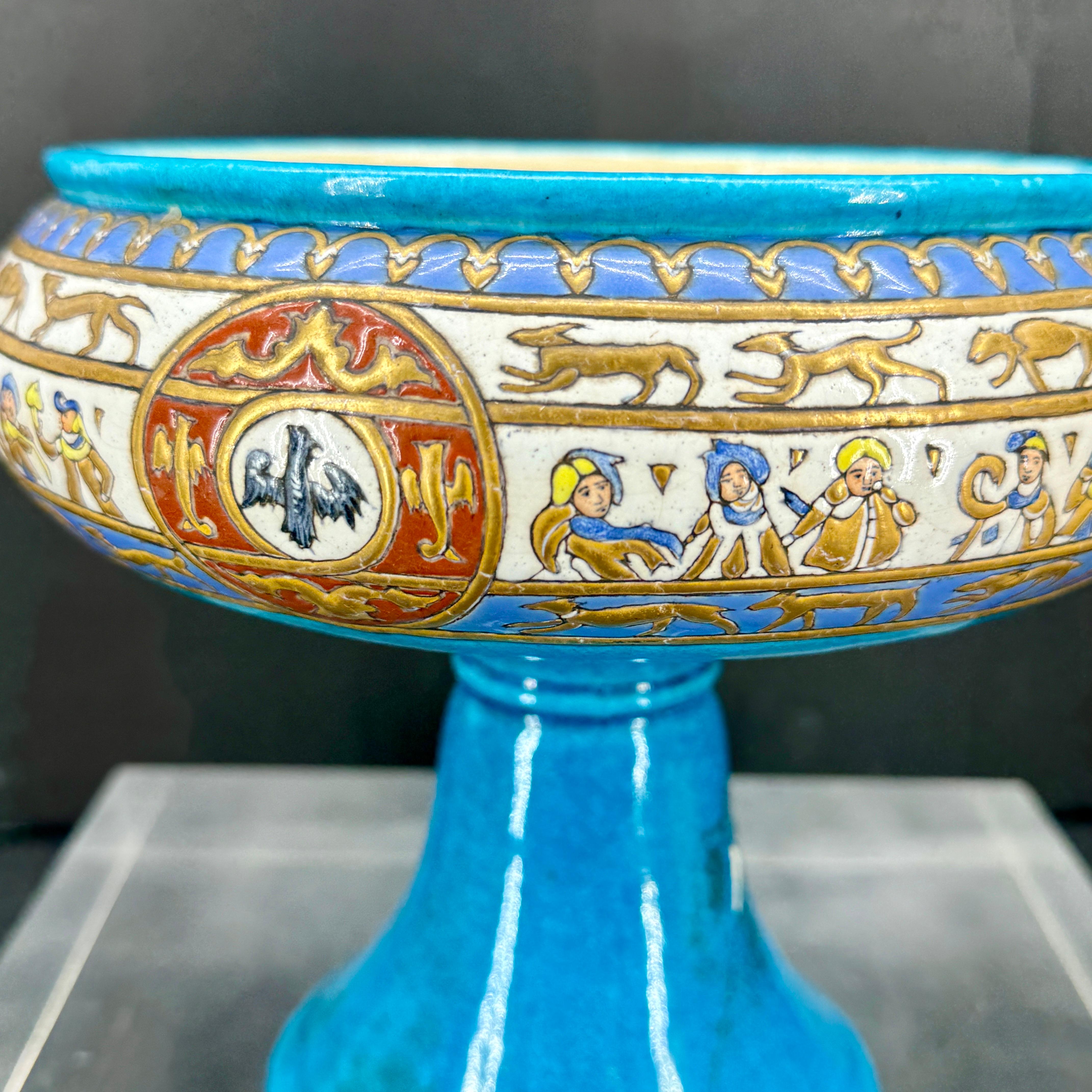 French Toujours Faience Glazed Centerpiece Coupe Bowl For Sale 1