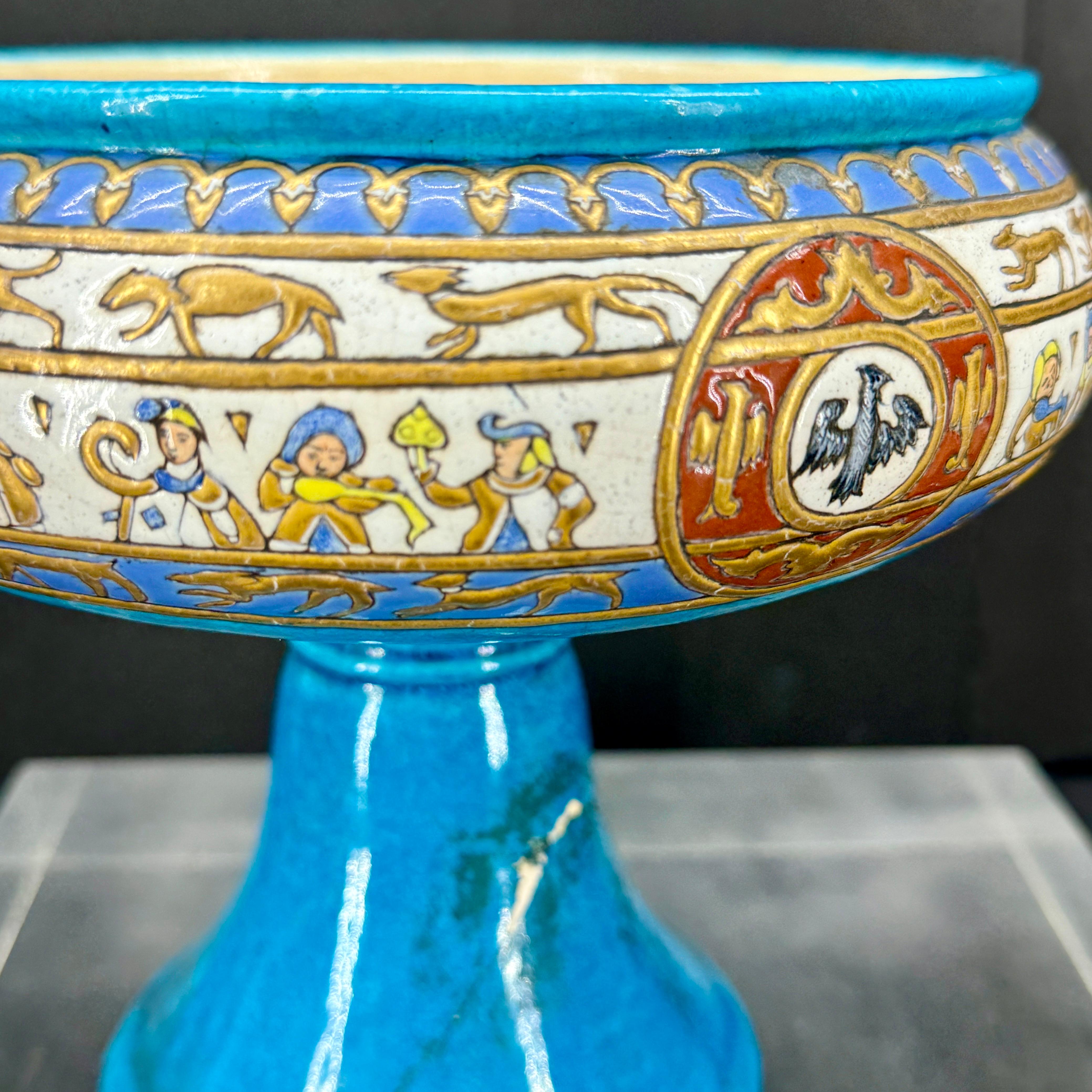 French Toujours Faience Glazed Centerpiece Coupe Bowl For Sale 2