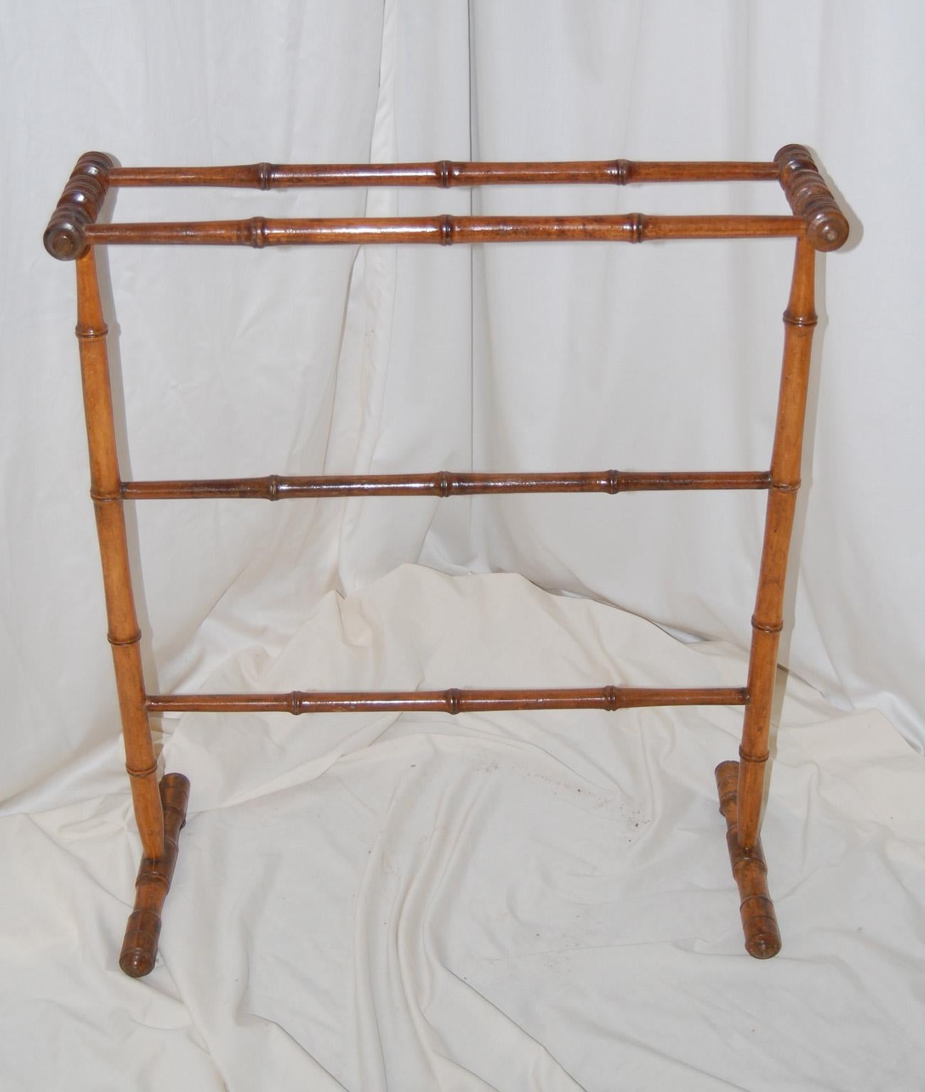 Late 19th Century French Towel Rack or Quilt Stand Bamboo Motif Circa 1900