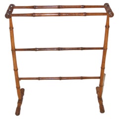 Antique French Towel Rack or Quilt Stand Bamboo Motif Circa 1900